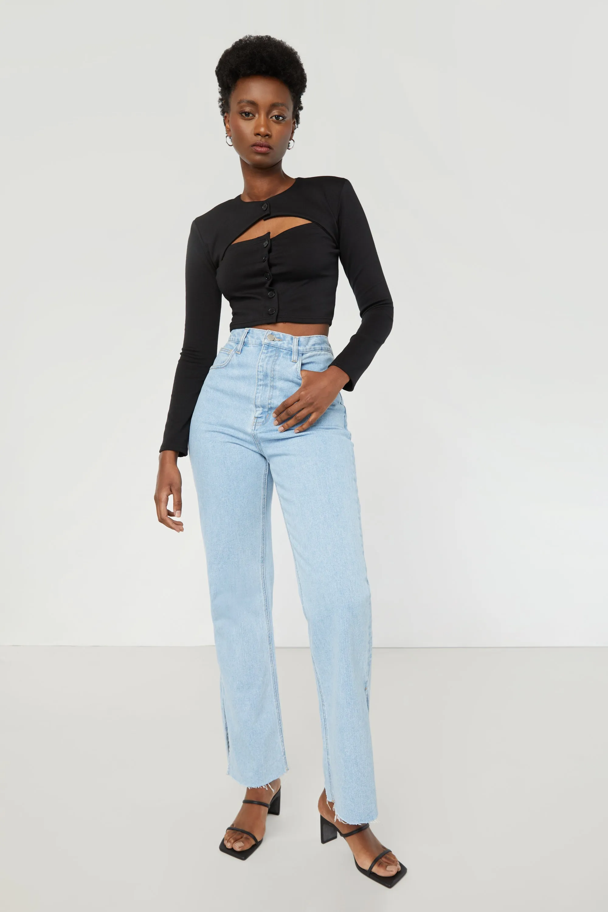 BUTTON UP CUT OUT TOP sold by OAK AND FORT product image thumbnail 2