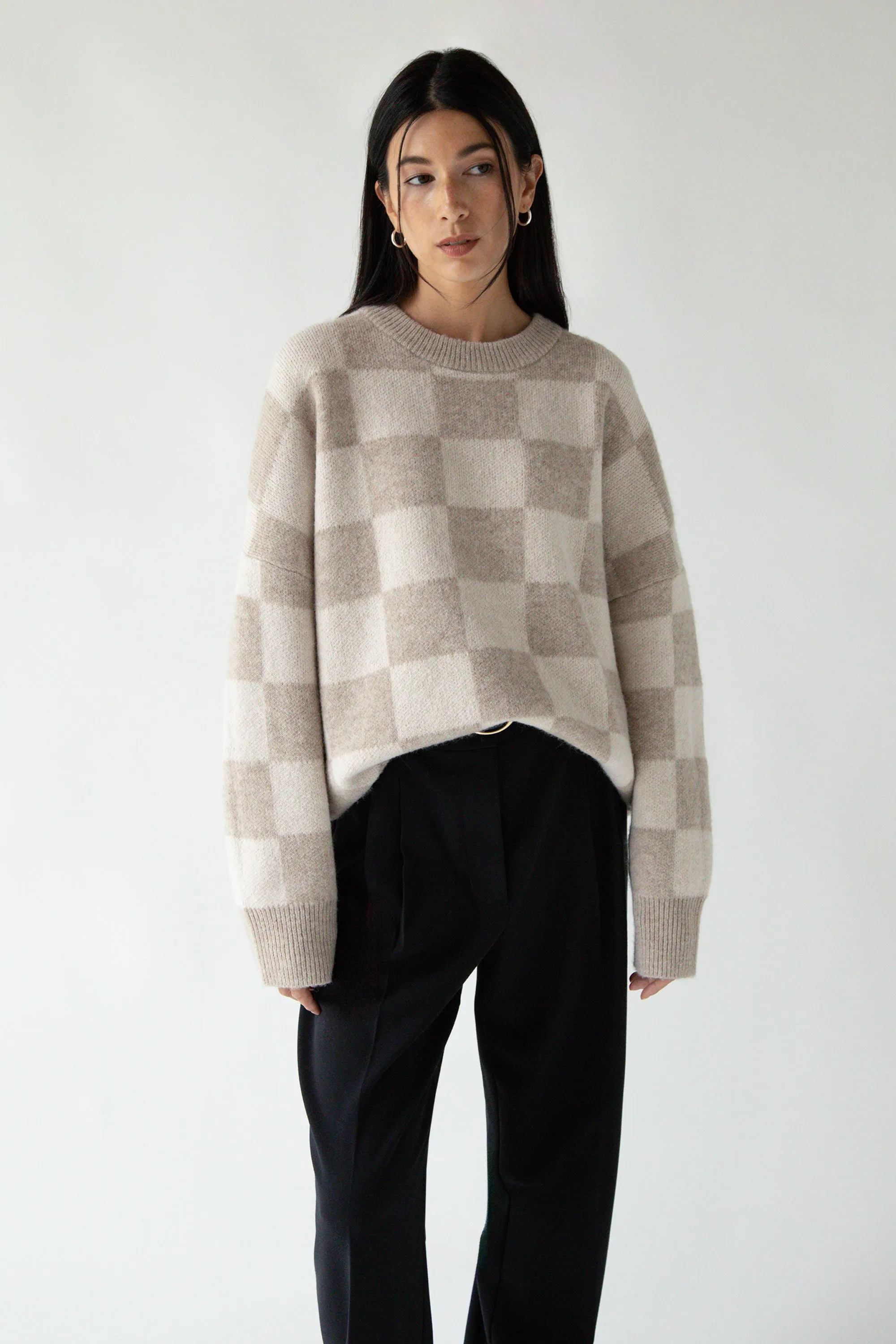CHECKERED CREWNECK SWEATER sold by OAK AND FORT product image thumbnail 5