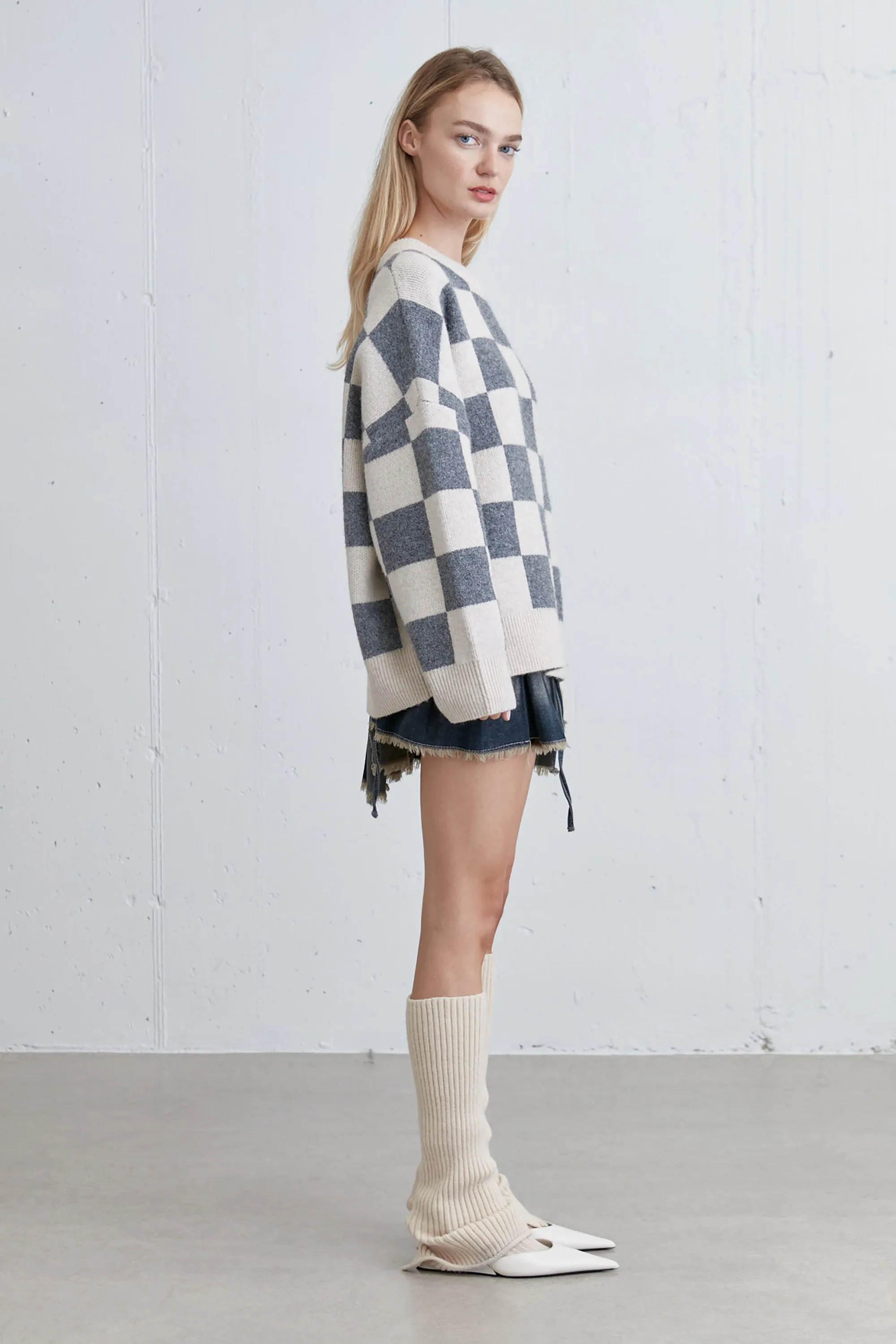 CHECKERED CREWNECK SWEATER sold by OAK AND FORT product image thumbnail 2
