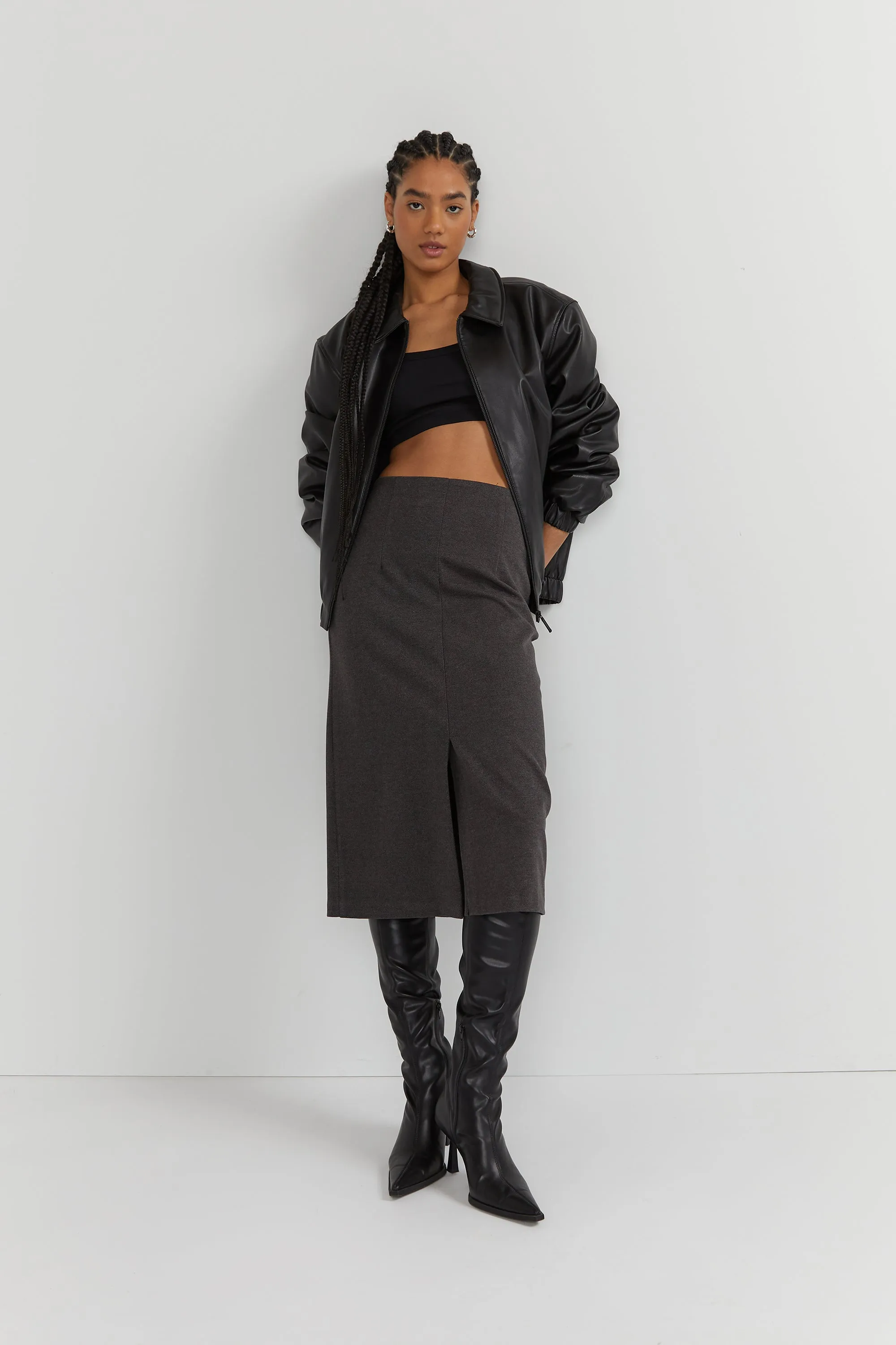 MIDI SKIRT WITH SLIT sold by OAK AND FORT