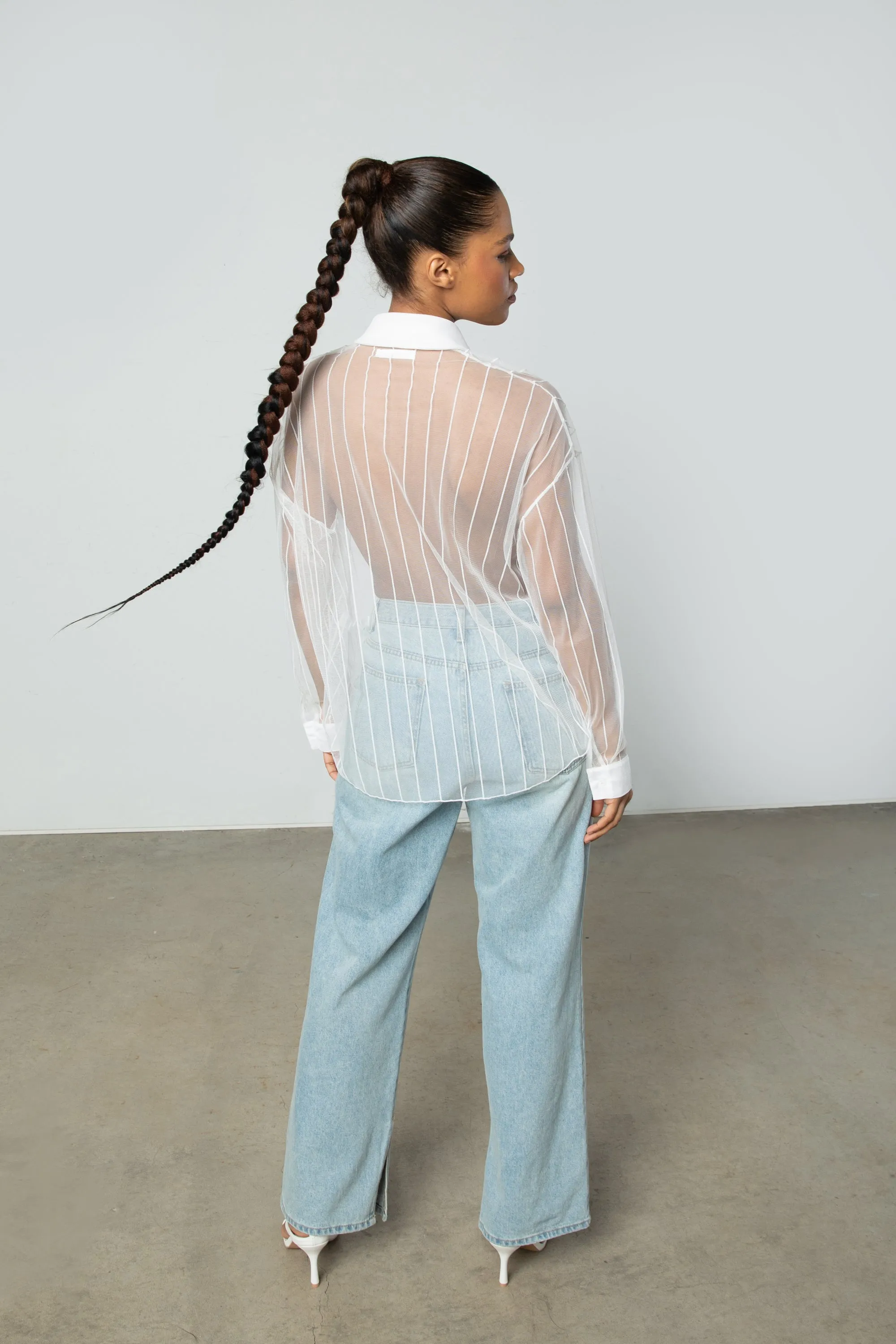 COLLARED MESH BLOUSE sold by OAK AND FORT product image thumbnail 4