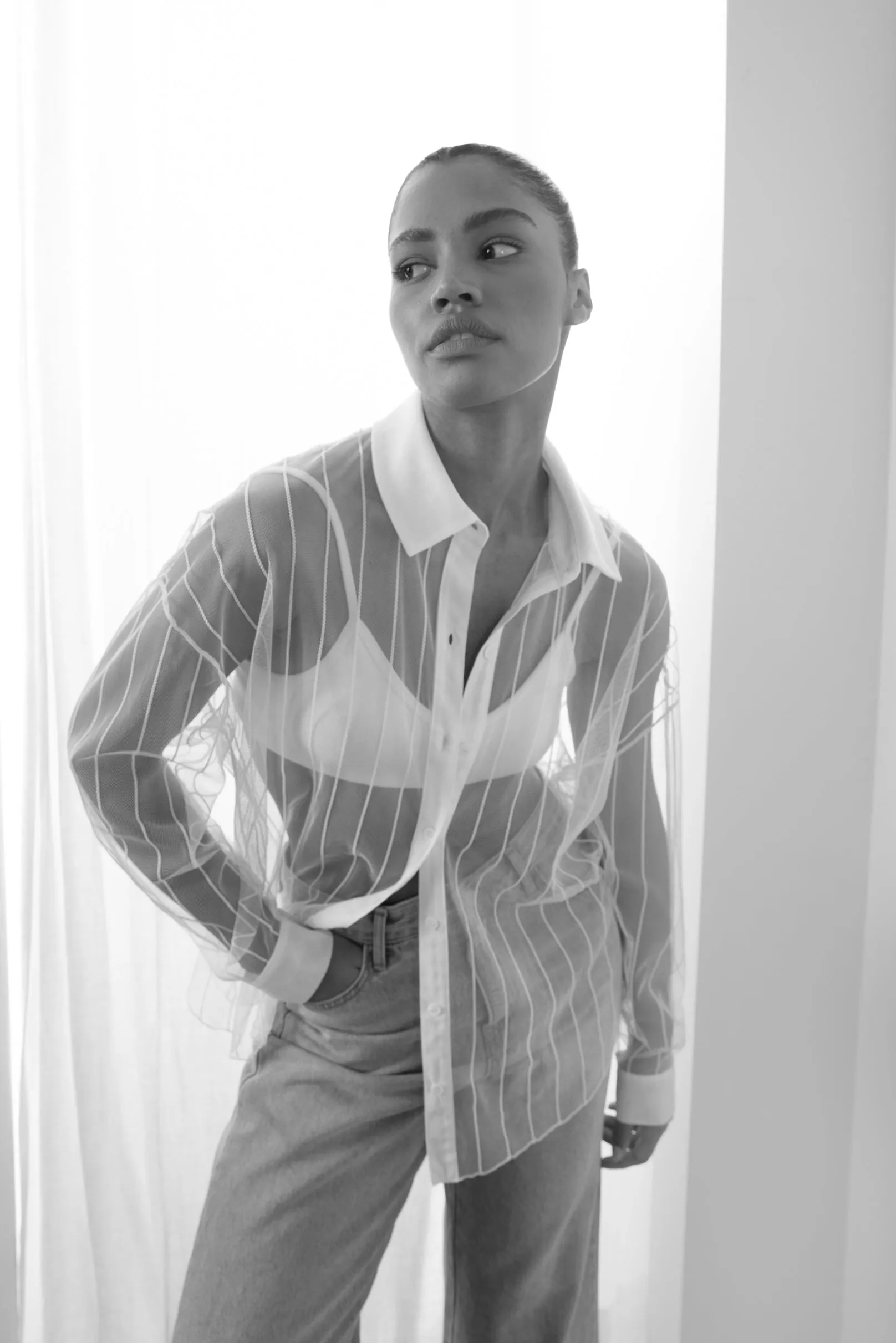 COLLARED MESH BLOUSE sold by OAK AND FORT product image thumbnail 3