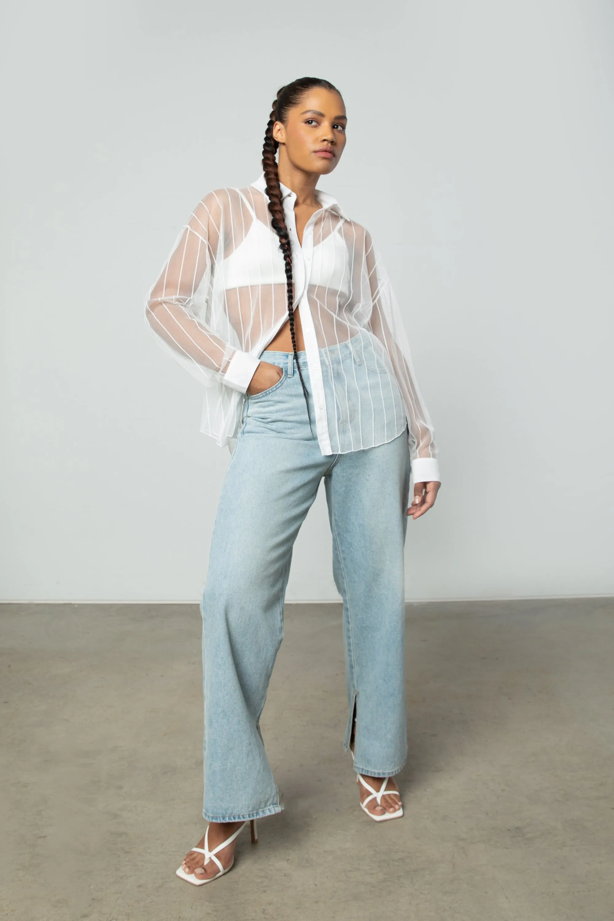 COLLARED MESH BLOUSE sold by OAK AND FORT product image thumbnail 2