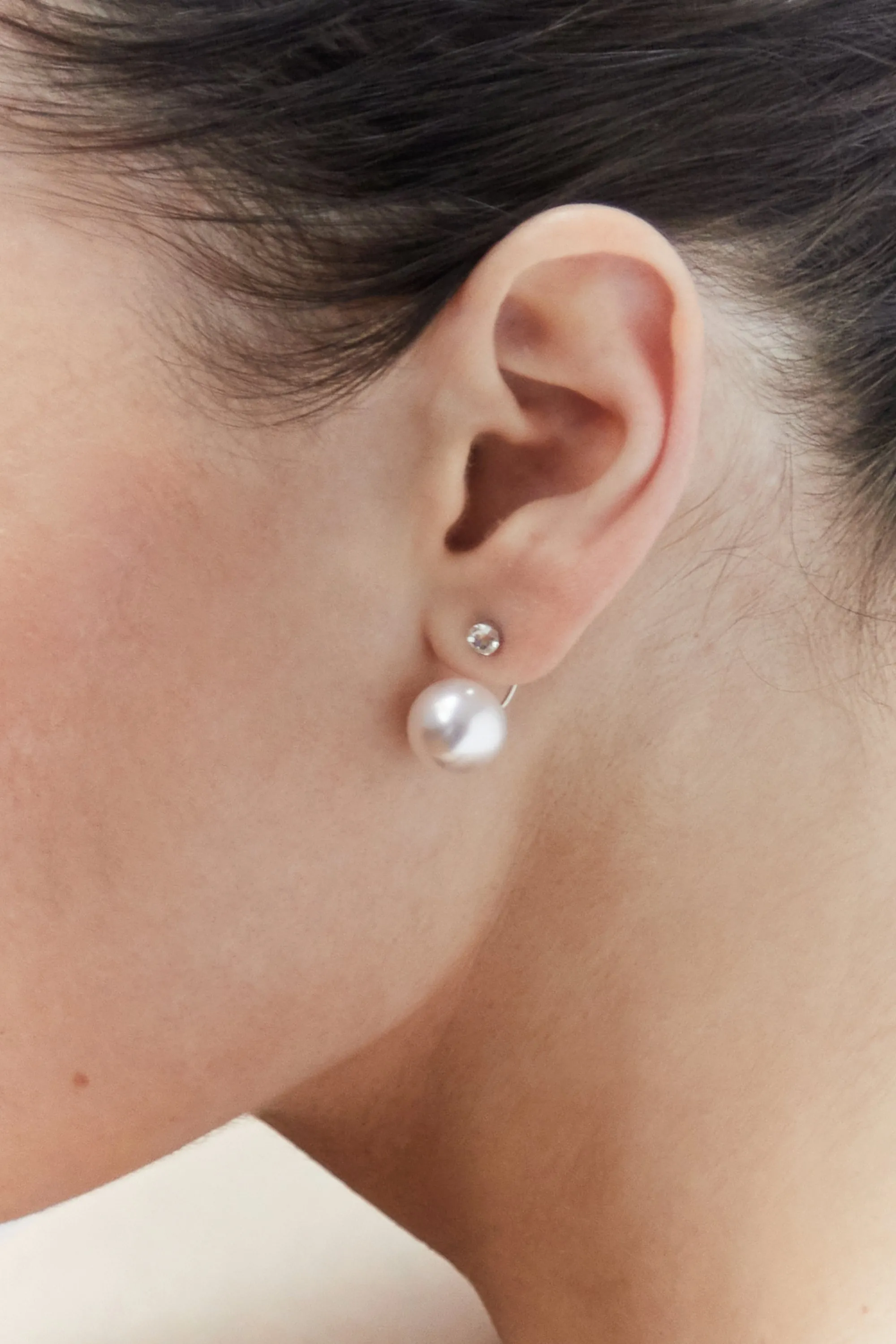 ZIRCONIA STUD WITH PEARL BACKING sold by OAK AND FORT product image thumbnail 2