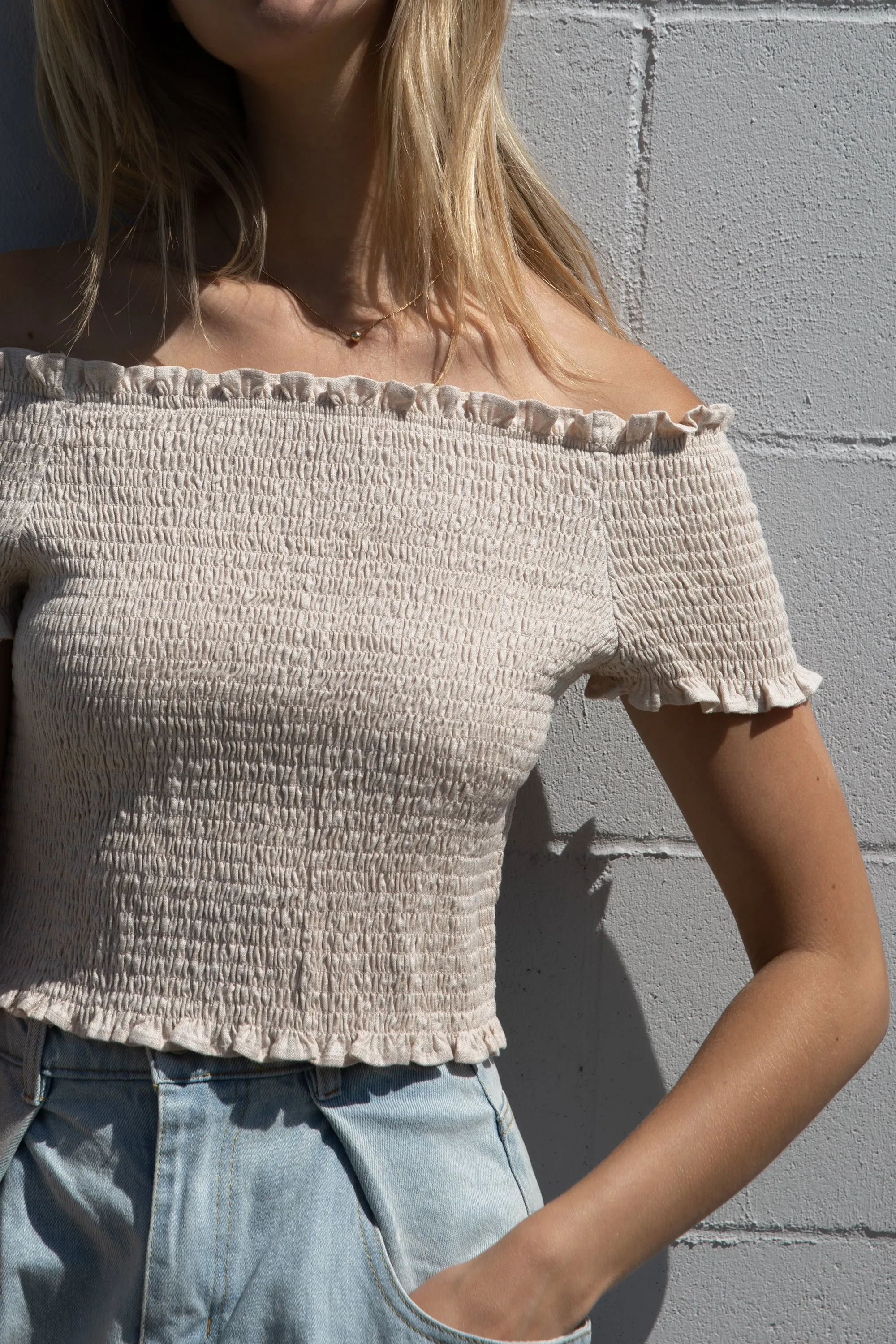 SMOCKED OFF SHOULDER TOP sold by OAK AND FORT product image thumbnail 3