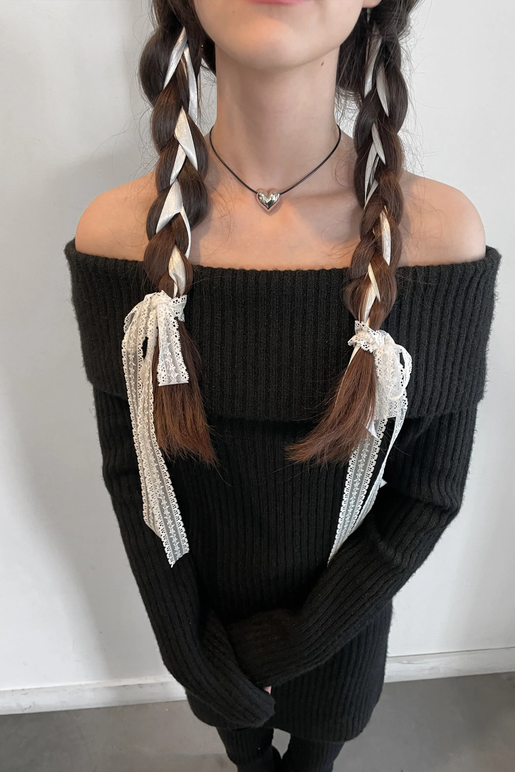 CORD NECKLACE WITH BUBBLE HEART sold by OAK AND FORT product image thumbnail 2