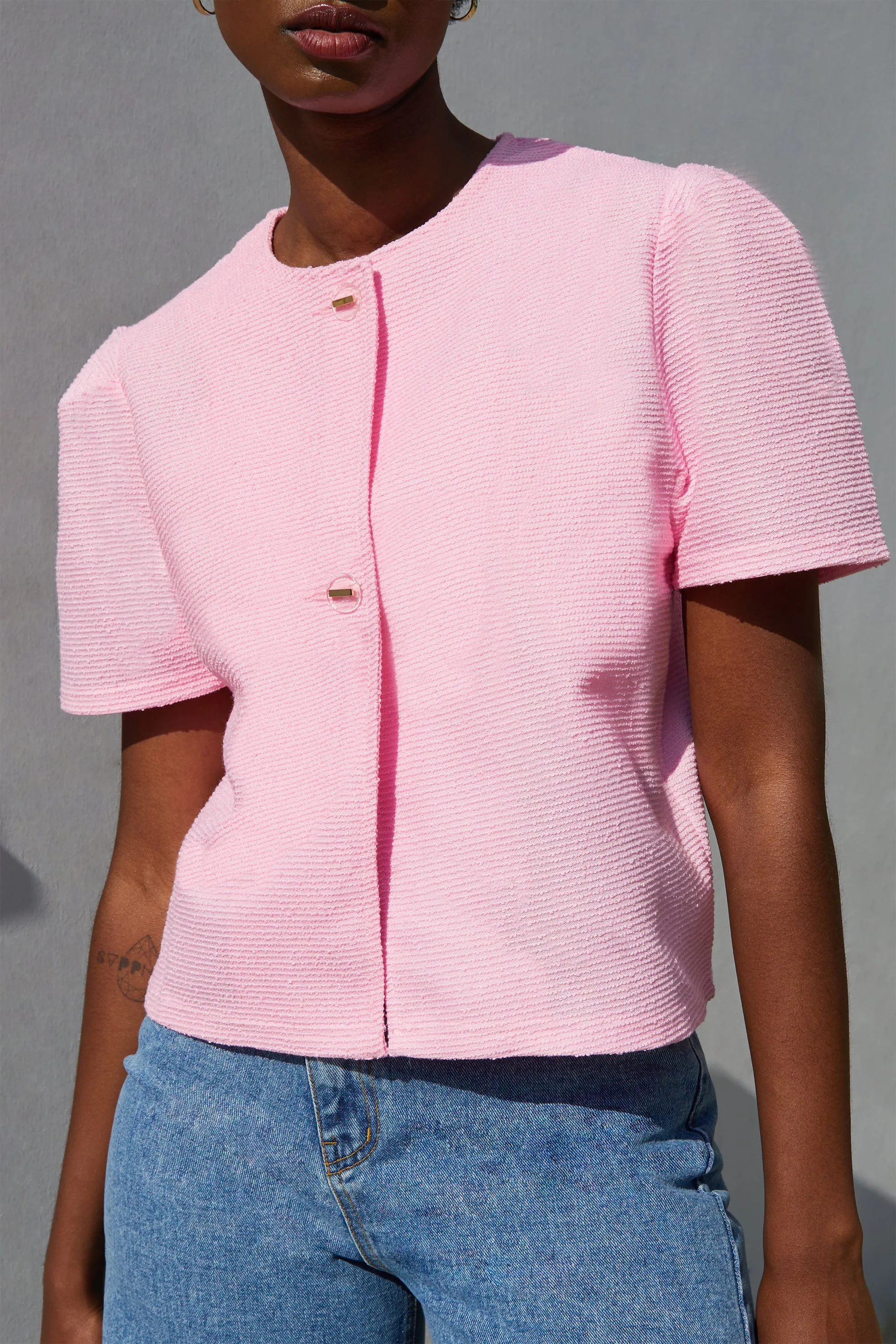 TWEED SHORT SLEEVE JACKET sold by OAK AND FORT product image thumbnail 2