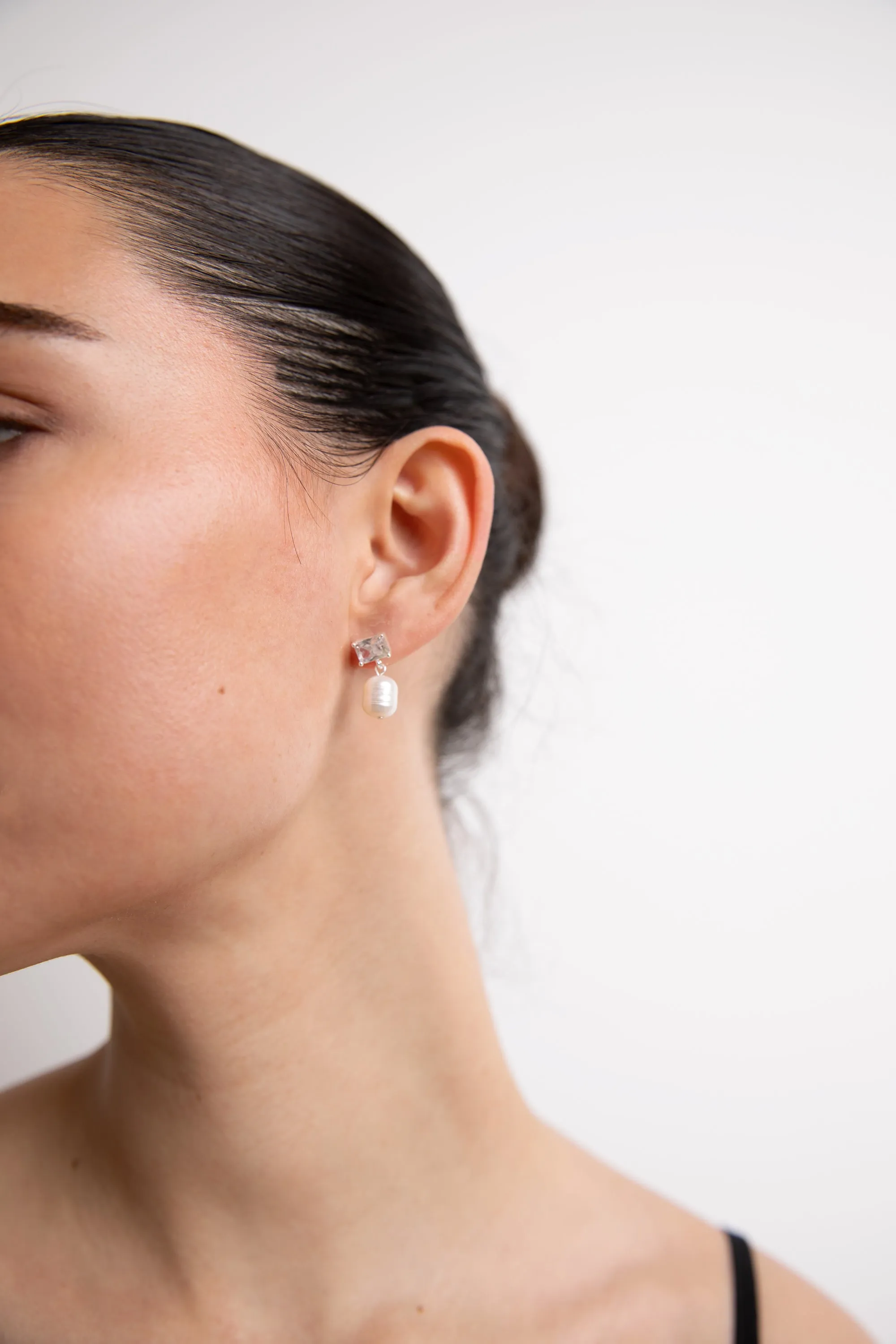 ZIRCONIA PEARL DROP EARRING sold by OAK AND FORT