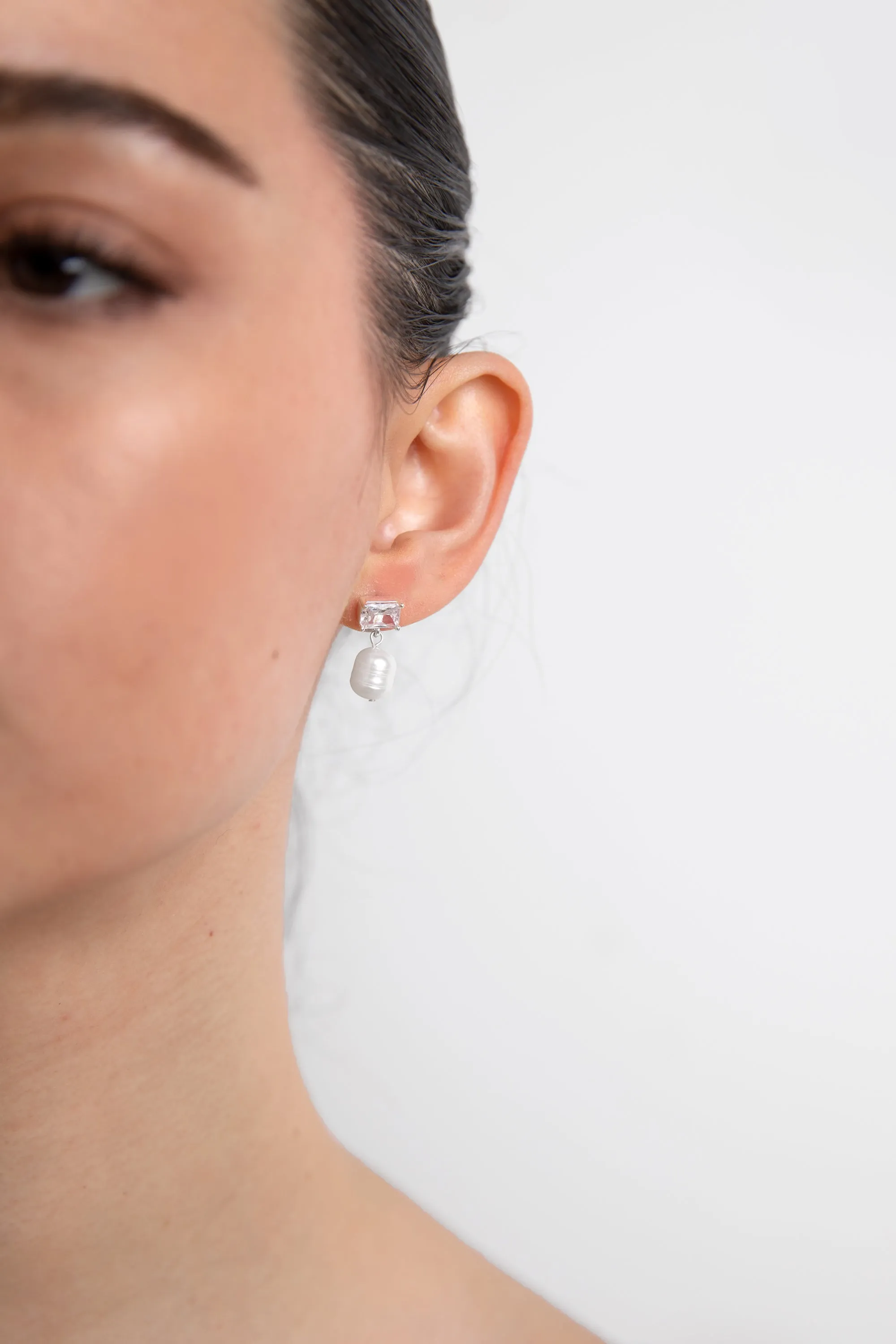 ZIRCONIA PEARL DROP EARRING sold by OAK AND FORT product image thumbnail 3