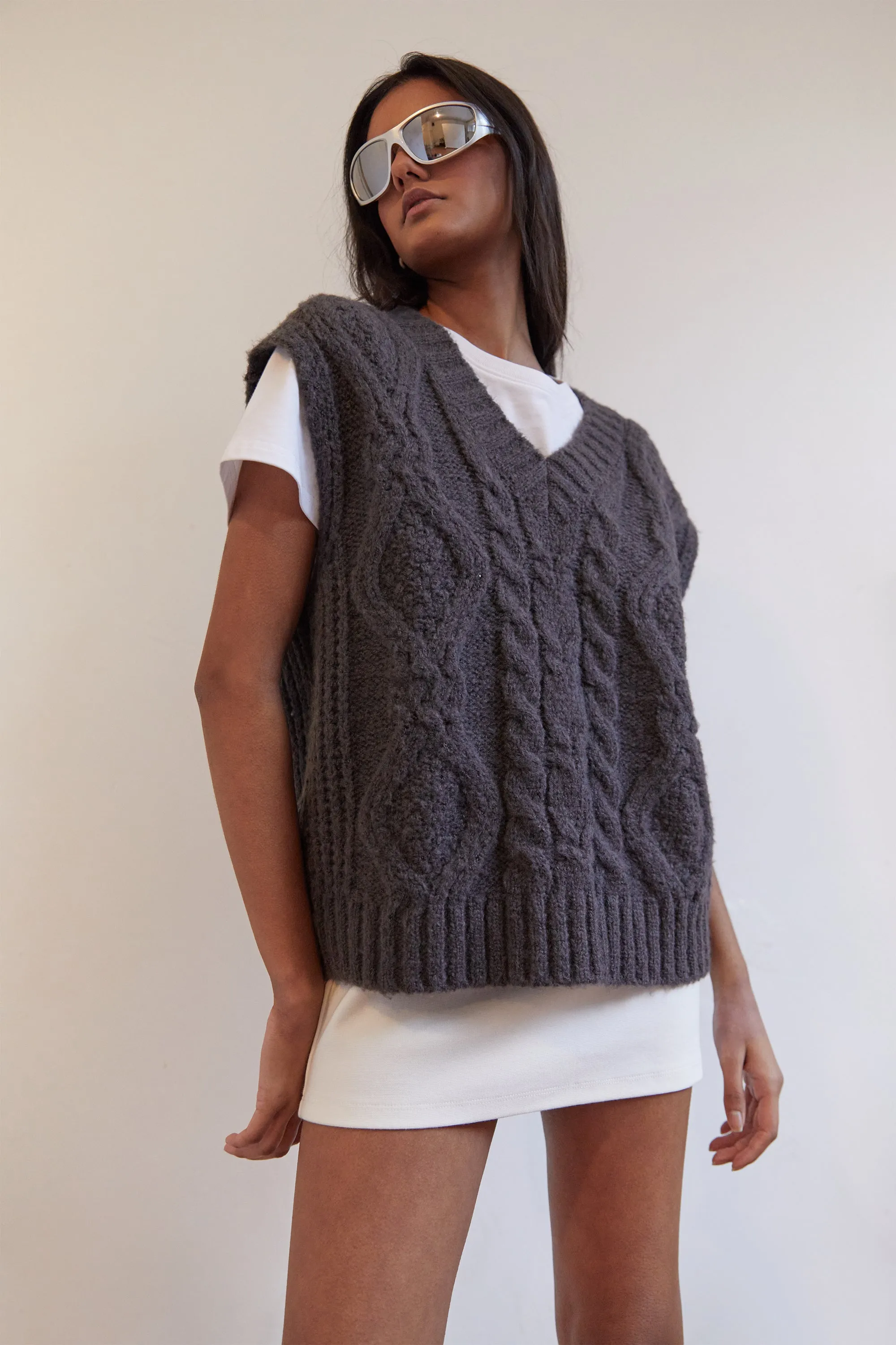 CABLE KNIT VEST sold by OAK AND FORT product image thumbnail 3