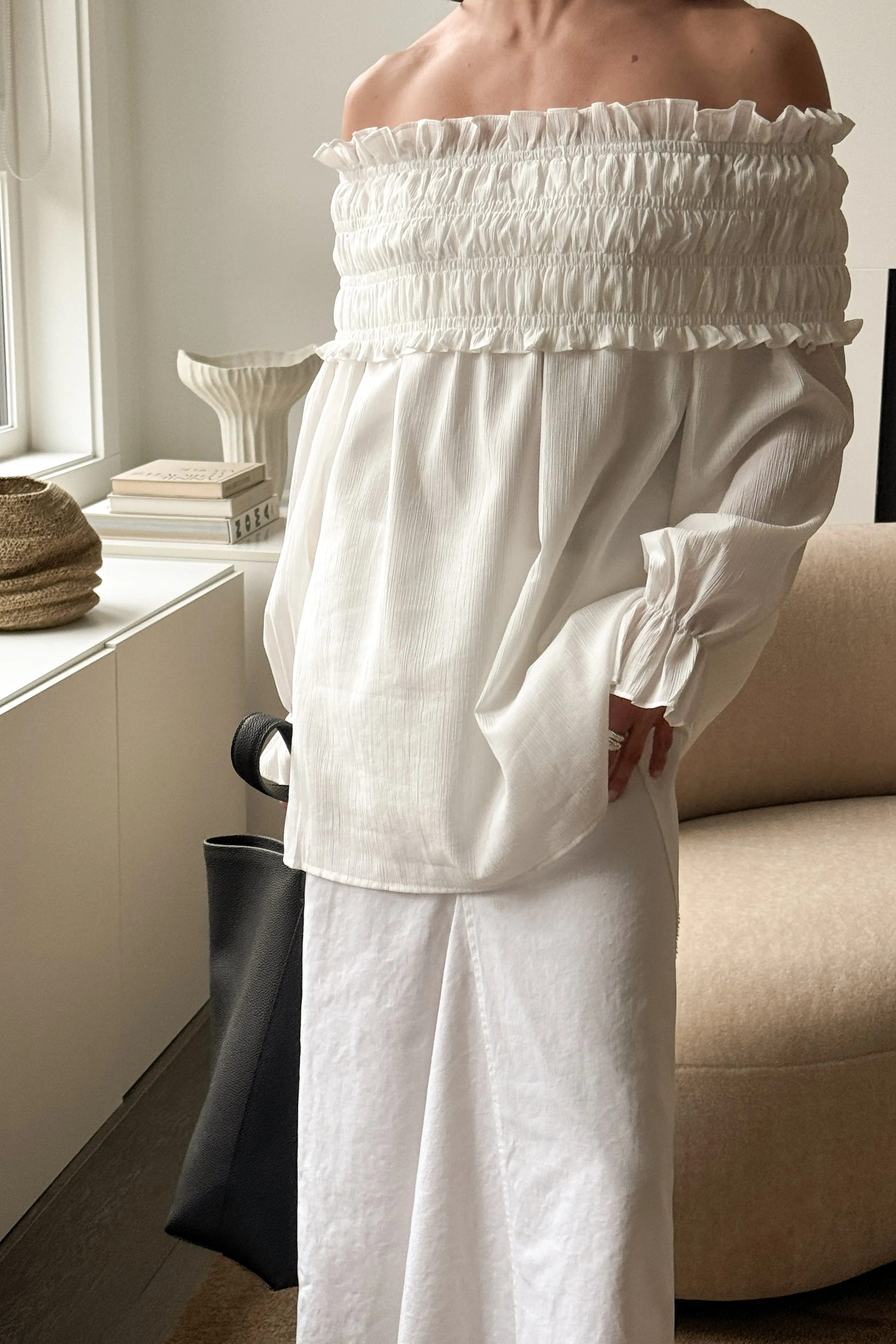 OFF SHOULDER RUCHED BLOUSE sold by OAK AND FORT product image thumbnail 4