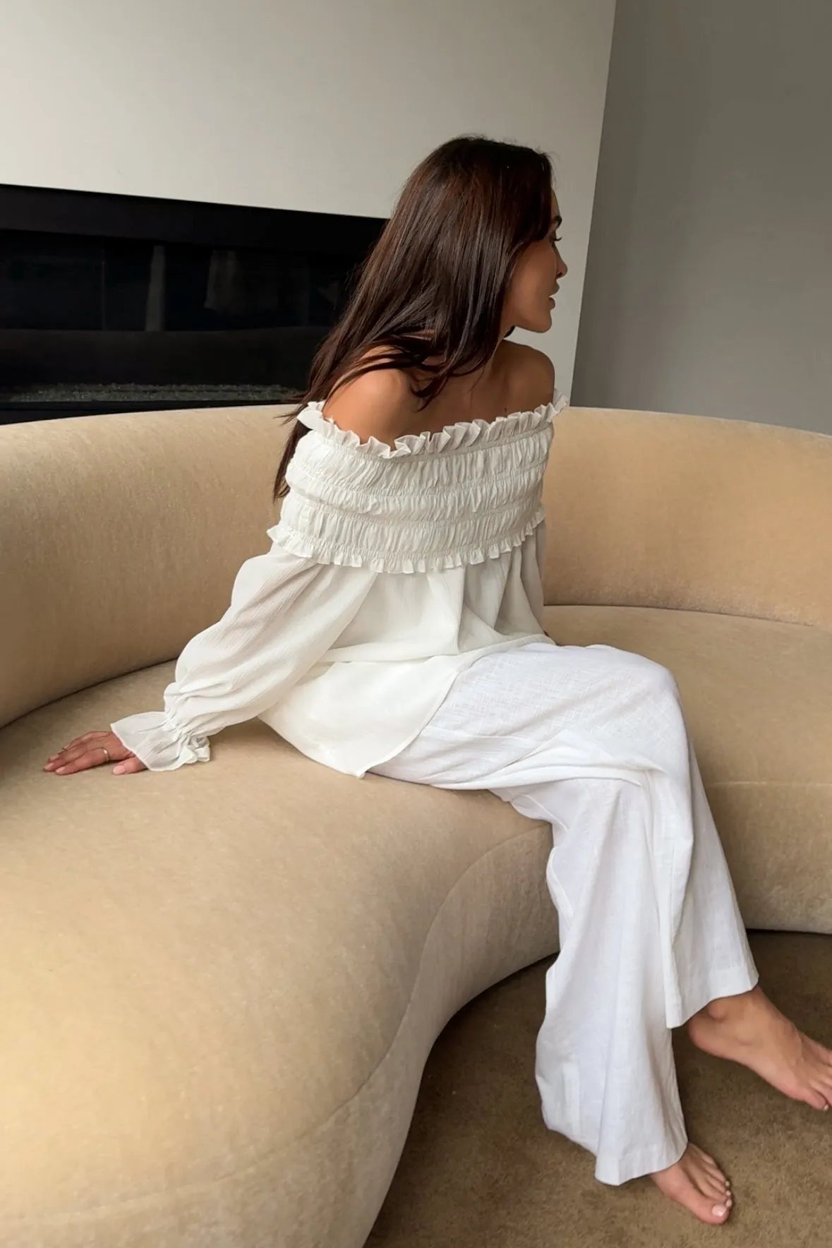 OFF SHOULDER RUCHED BLOUSE sold by OAK AND FORT product image thumbnail 3