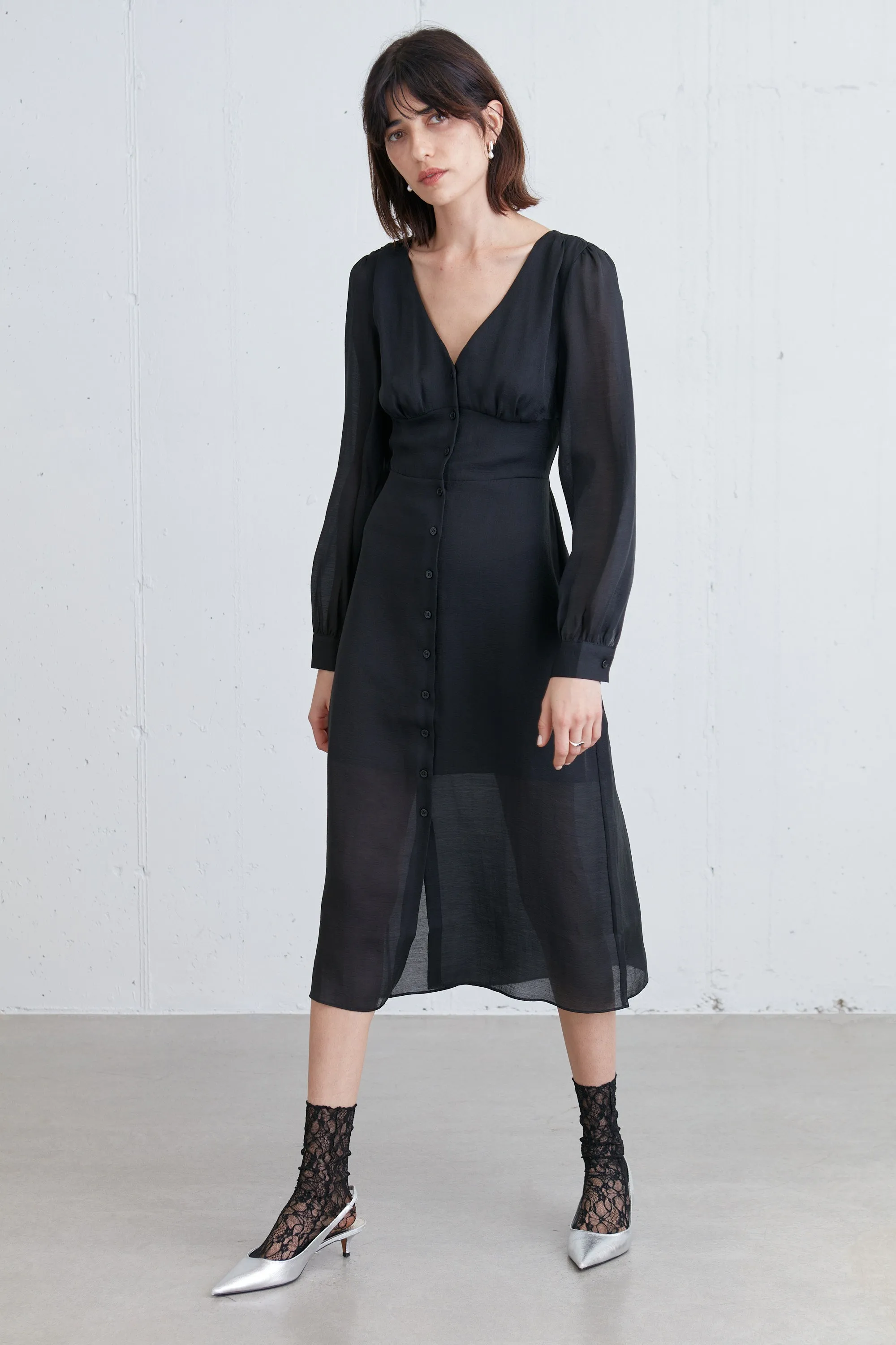 SHIRT CHIFFON MIDI DRESS sold by OAK AND FORT