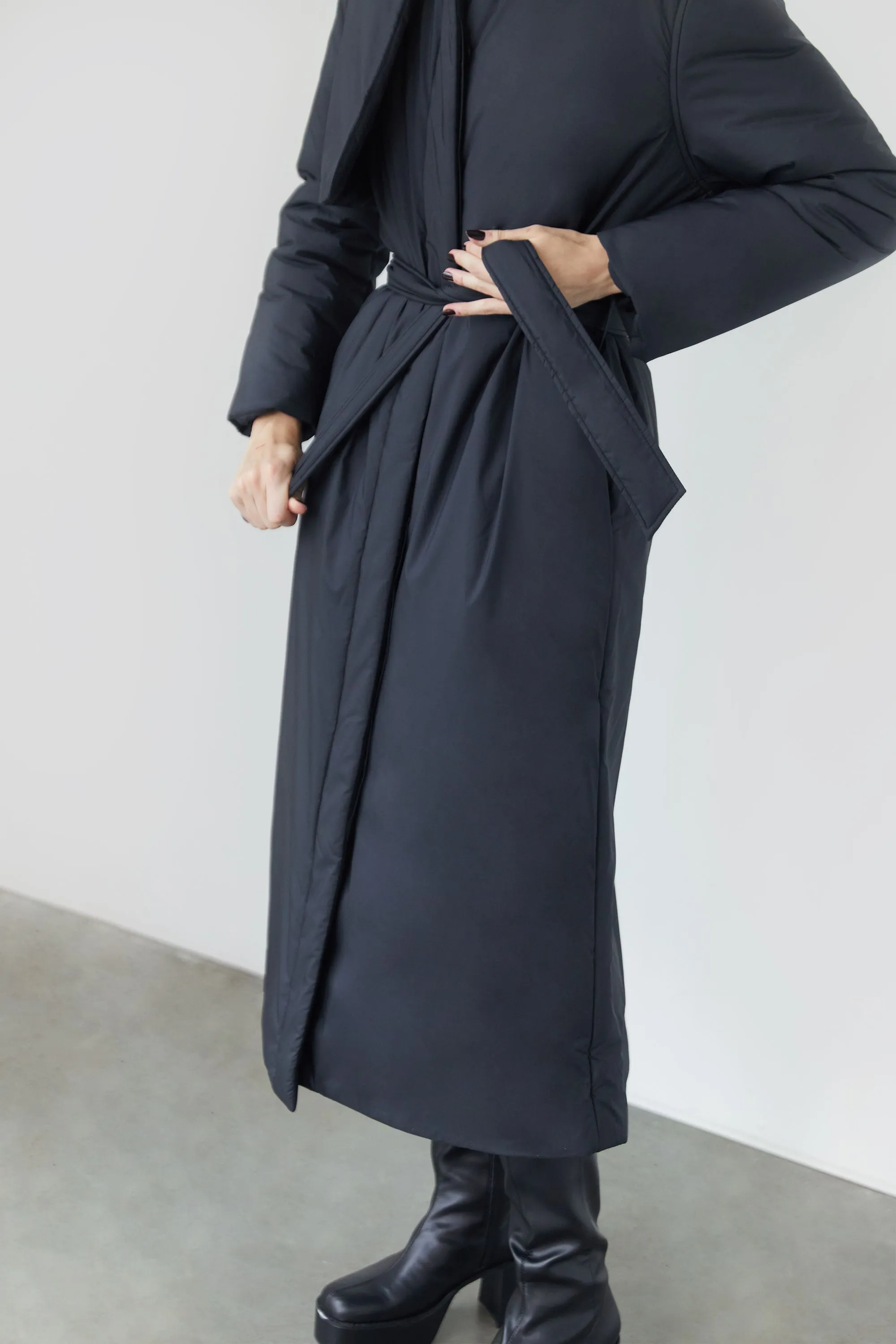 LONG BELTED PUFFER COAT sold by OAK AND FORT product image thumbnail 3