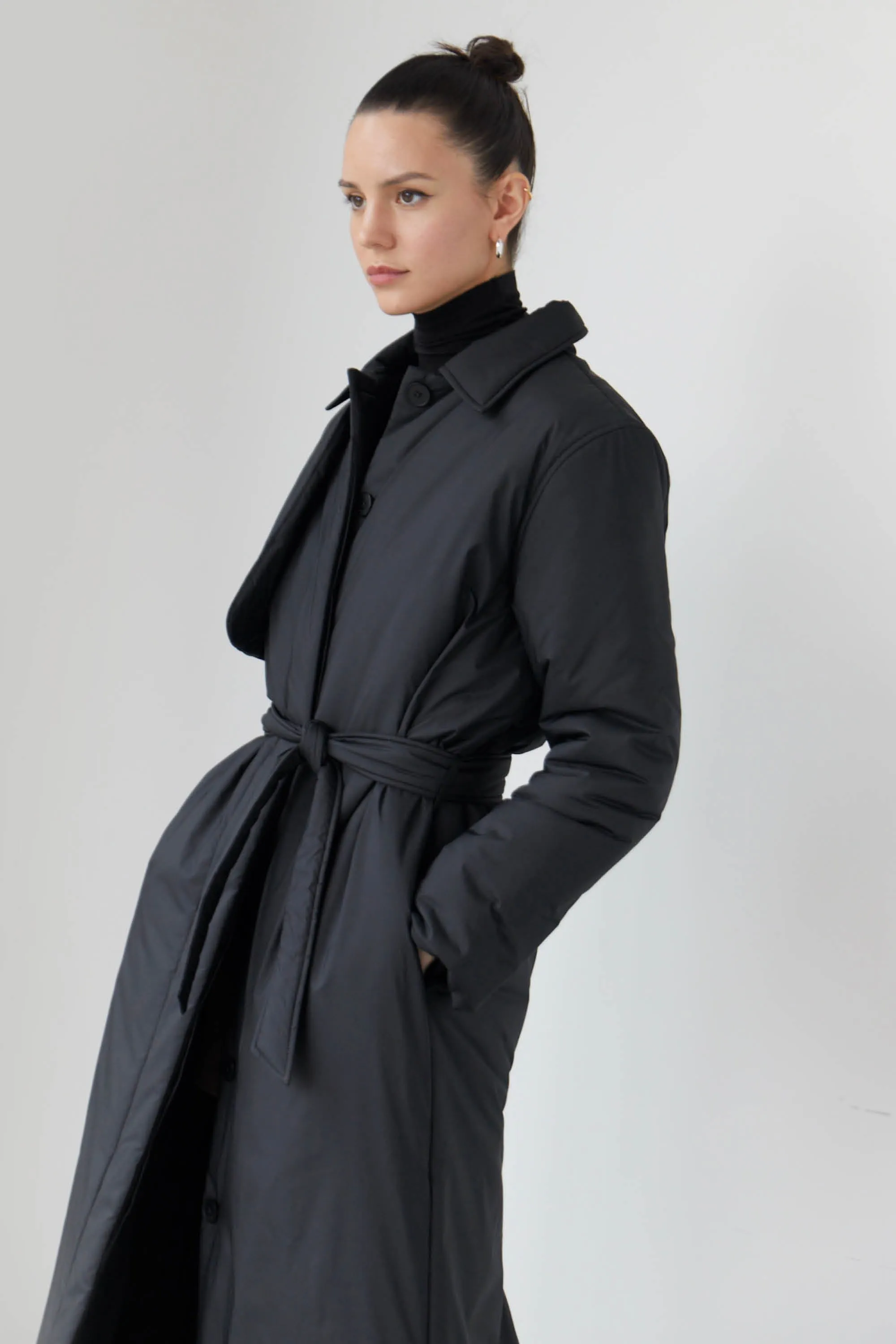 LONG BELTED PUFFER COAT sold by OAK AND FORT