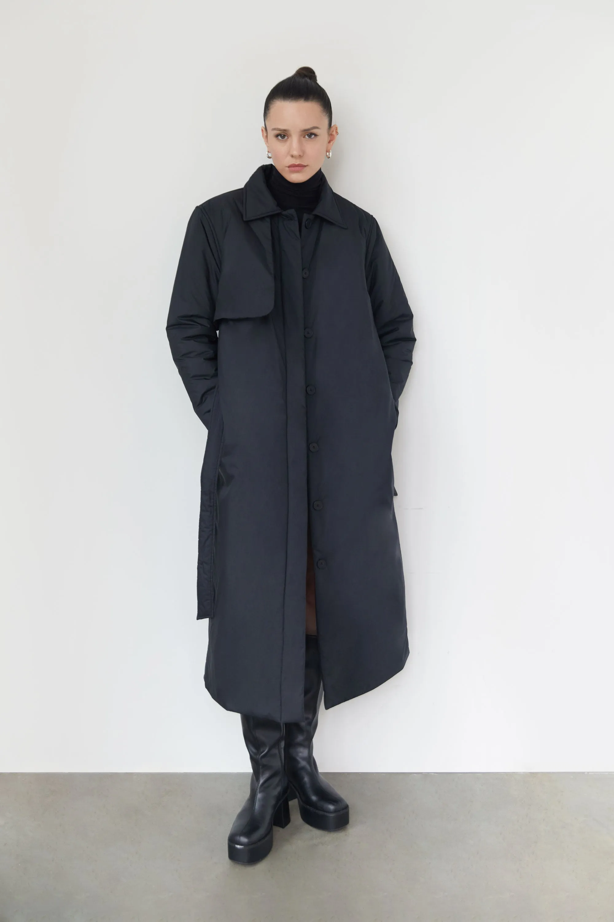 LONG BELTED PUFFER COAT sold by OAK AND FORT product image thumbnail 2