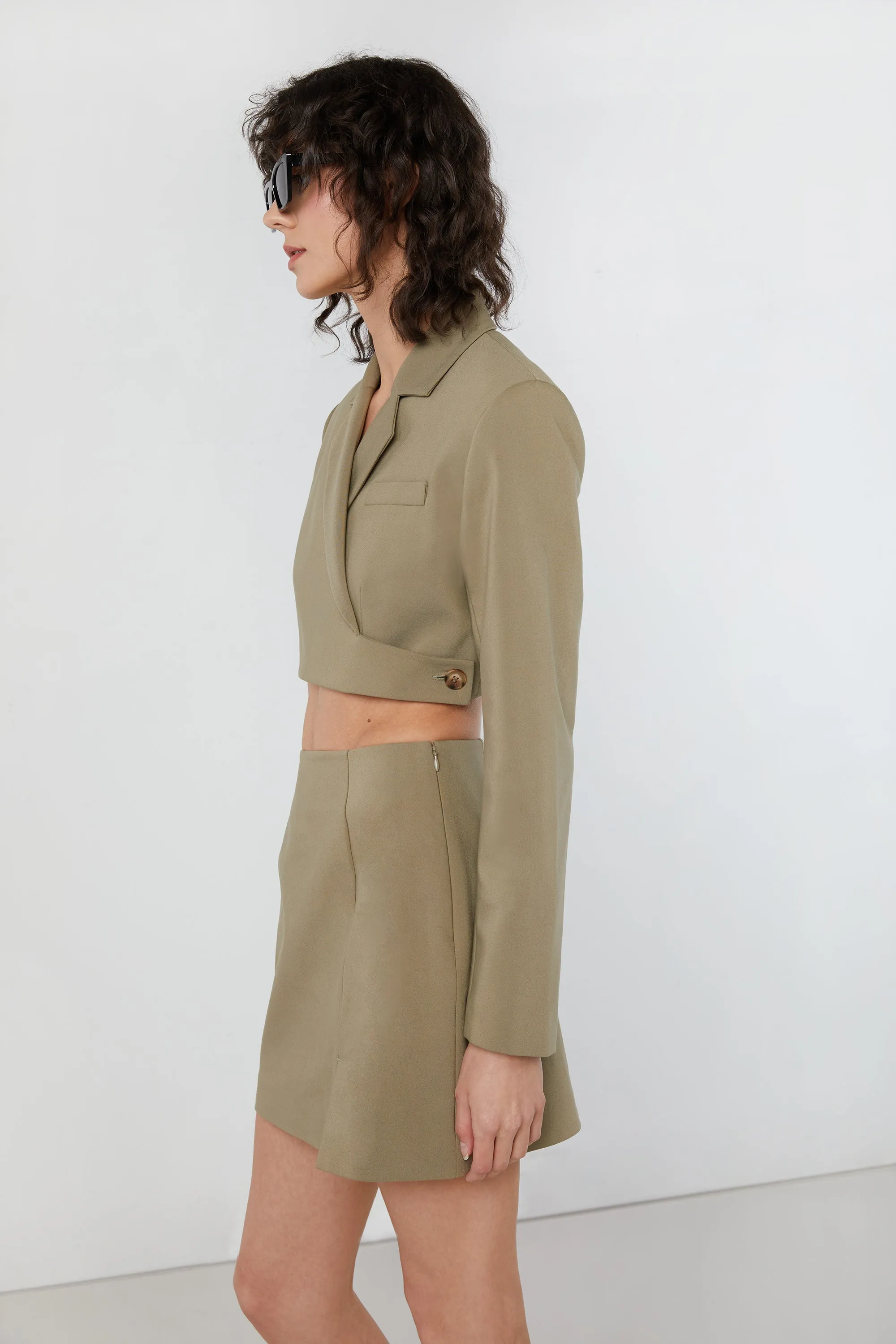 CROPPED CROSS BACK BLAZER sold by OAK AND FORT product image thumbnail 3