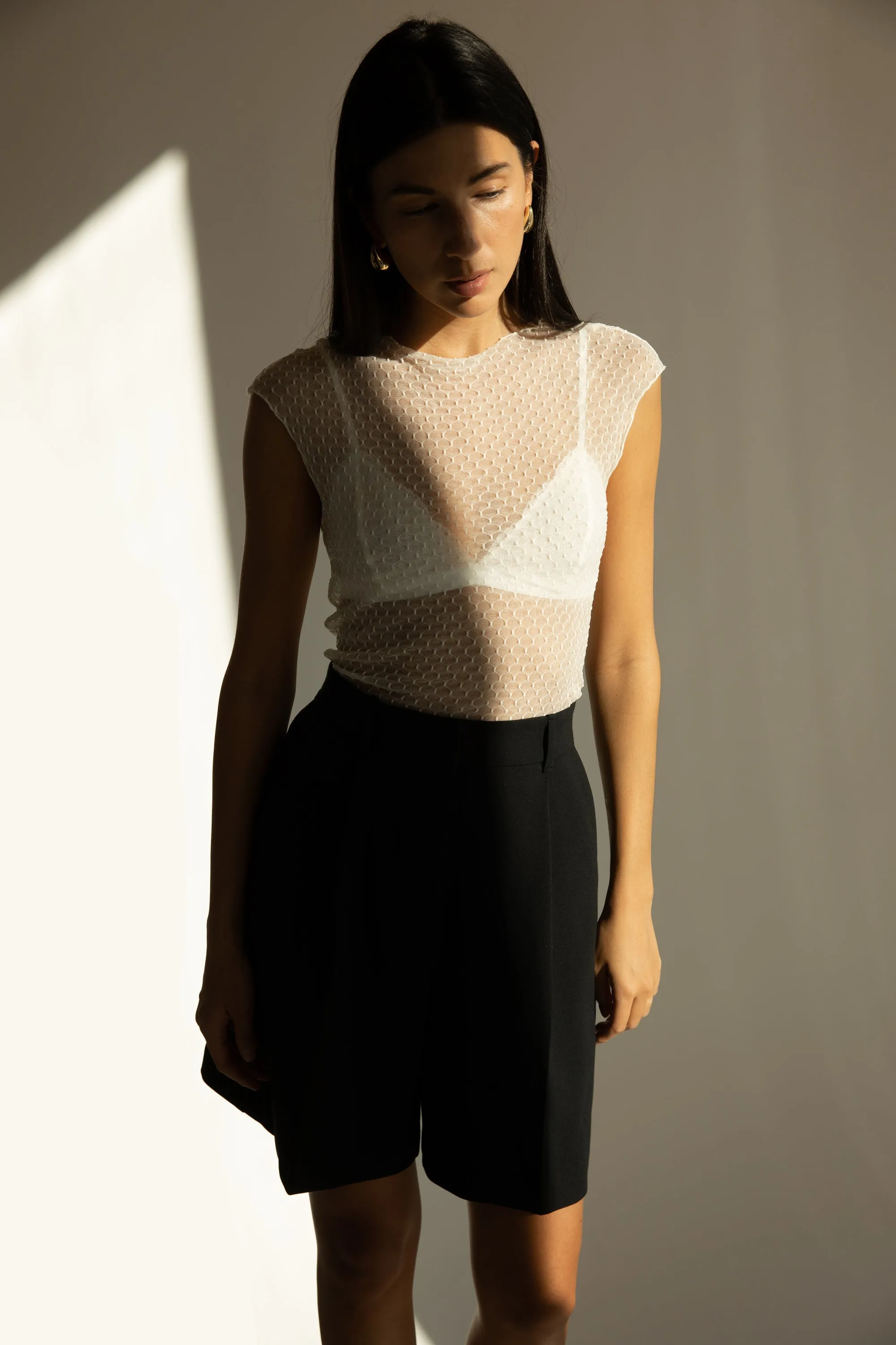 SLEEVELESS DOTTED MESH TOP sold by OAK AND FORT product image thumbnail 2