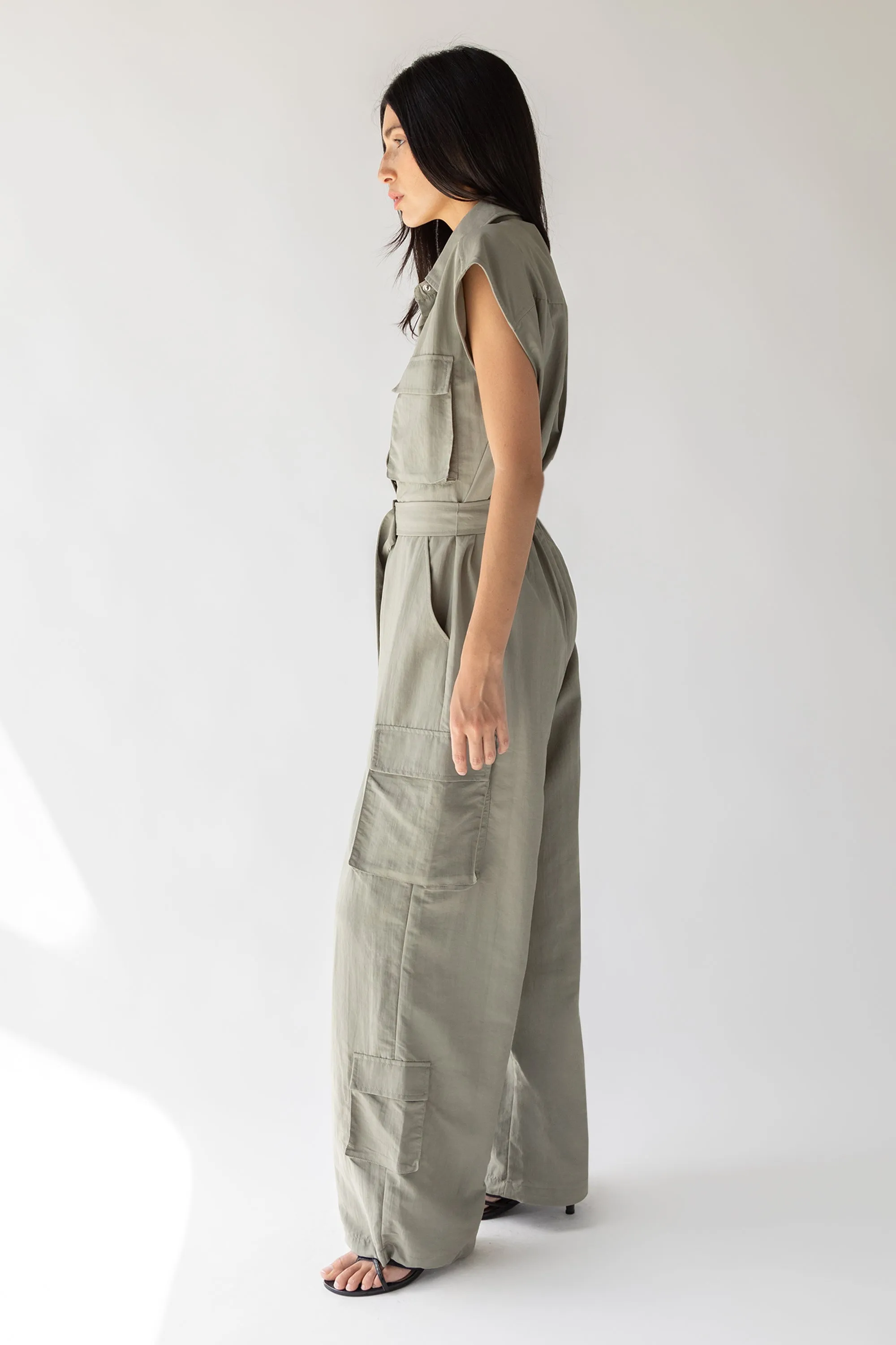 SLEEVELESS CARGO JUMPSUIT sold by OAK AND FORT product image thumbnail 3