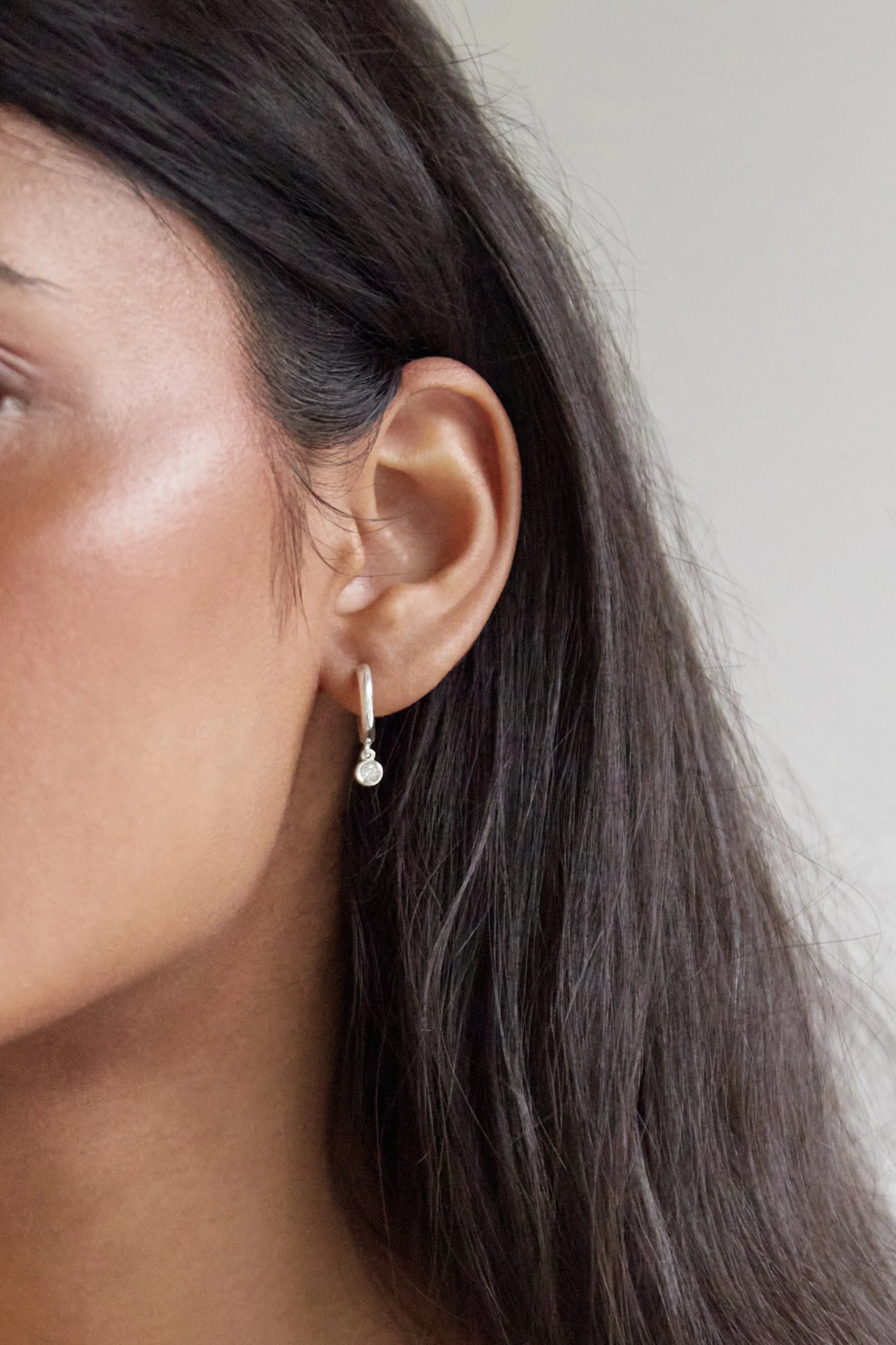 HOOP WITH ZIRCONIA DROP sold by OAK AND FORT