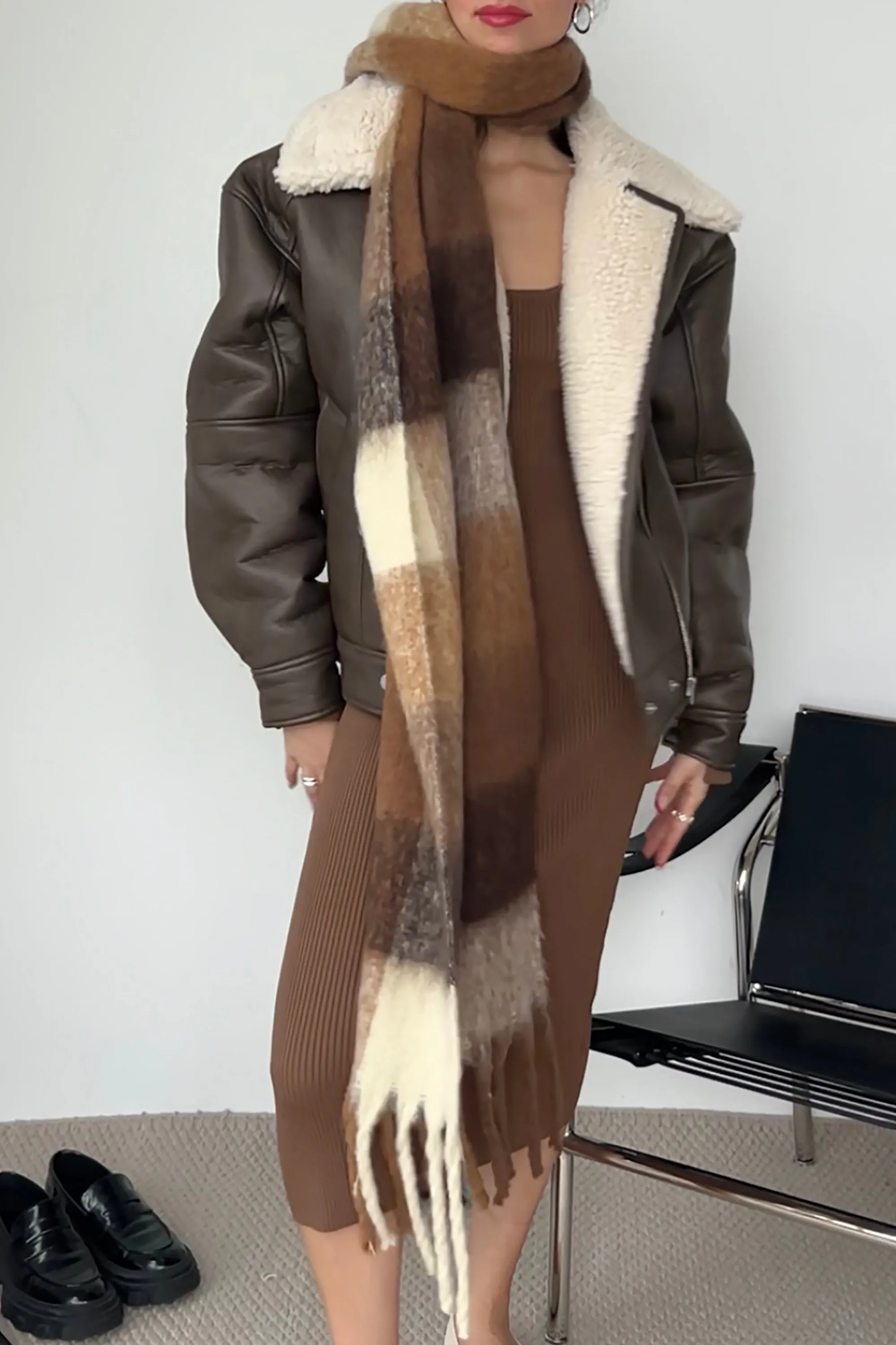 PATTERNED SCARF WITH TASSELS sold by OAK AND FORT product image thumbnail 4