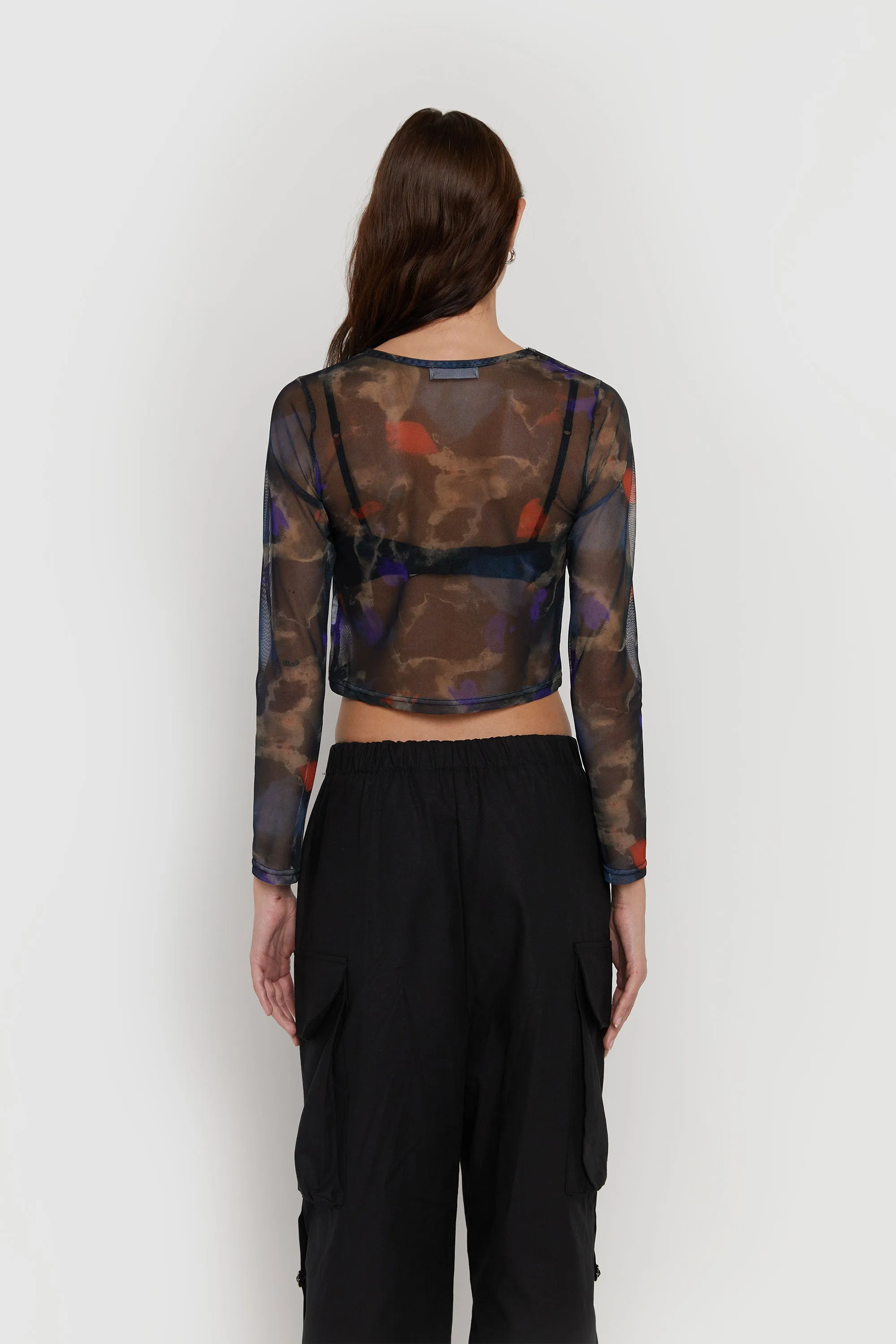 SHEER PRINTED LONG SLEEVE TOP sold by OAK AND FORT product image thumbnail 3