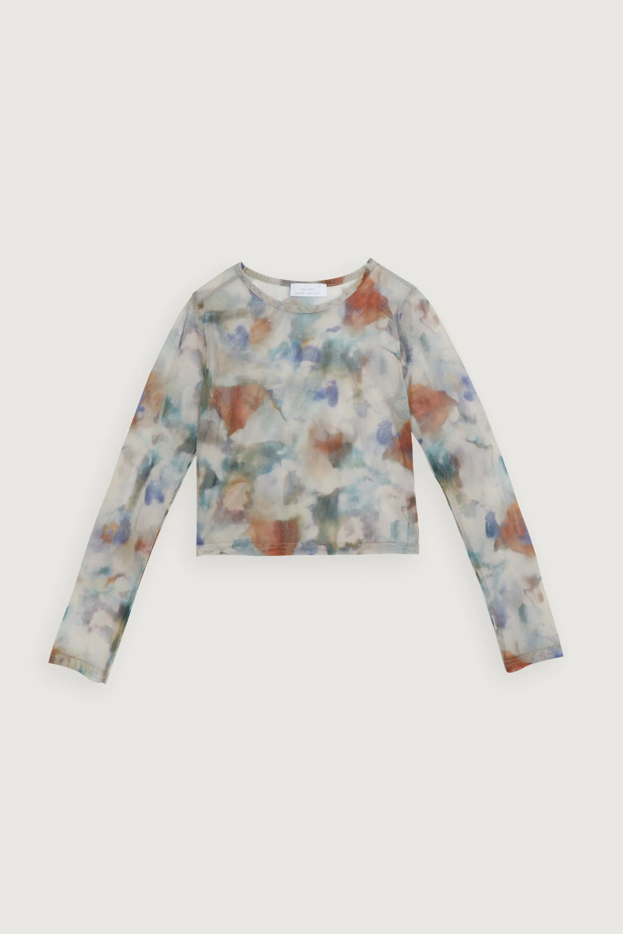 SHEER PRINTED LONG SLEEVE TOP sold by OAK AND FORT product image thumbnail 4