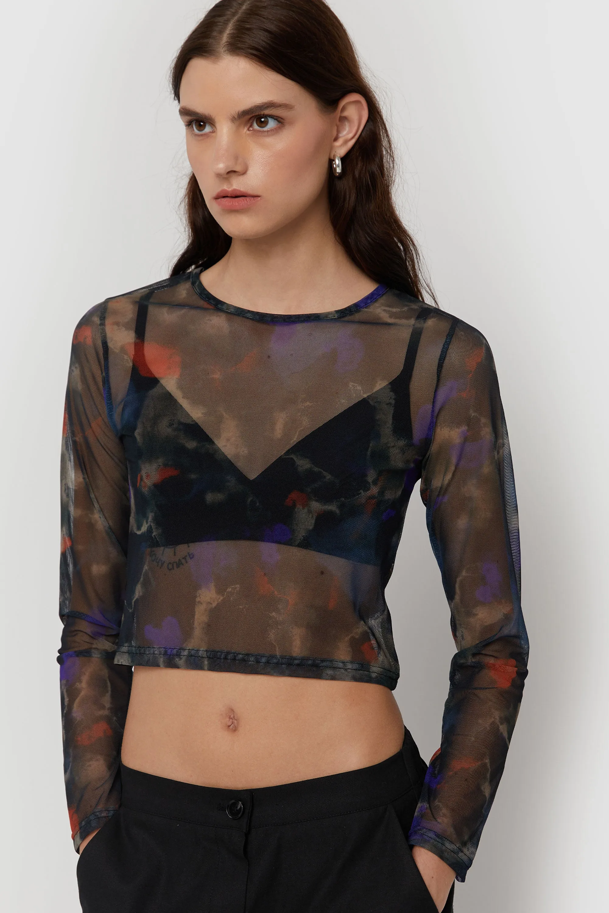 SHEER PRINTED LONG SLEEVE TOP sold by OAK AND FORT