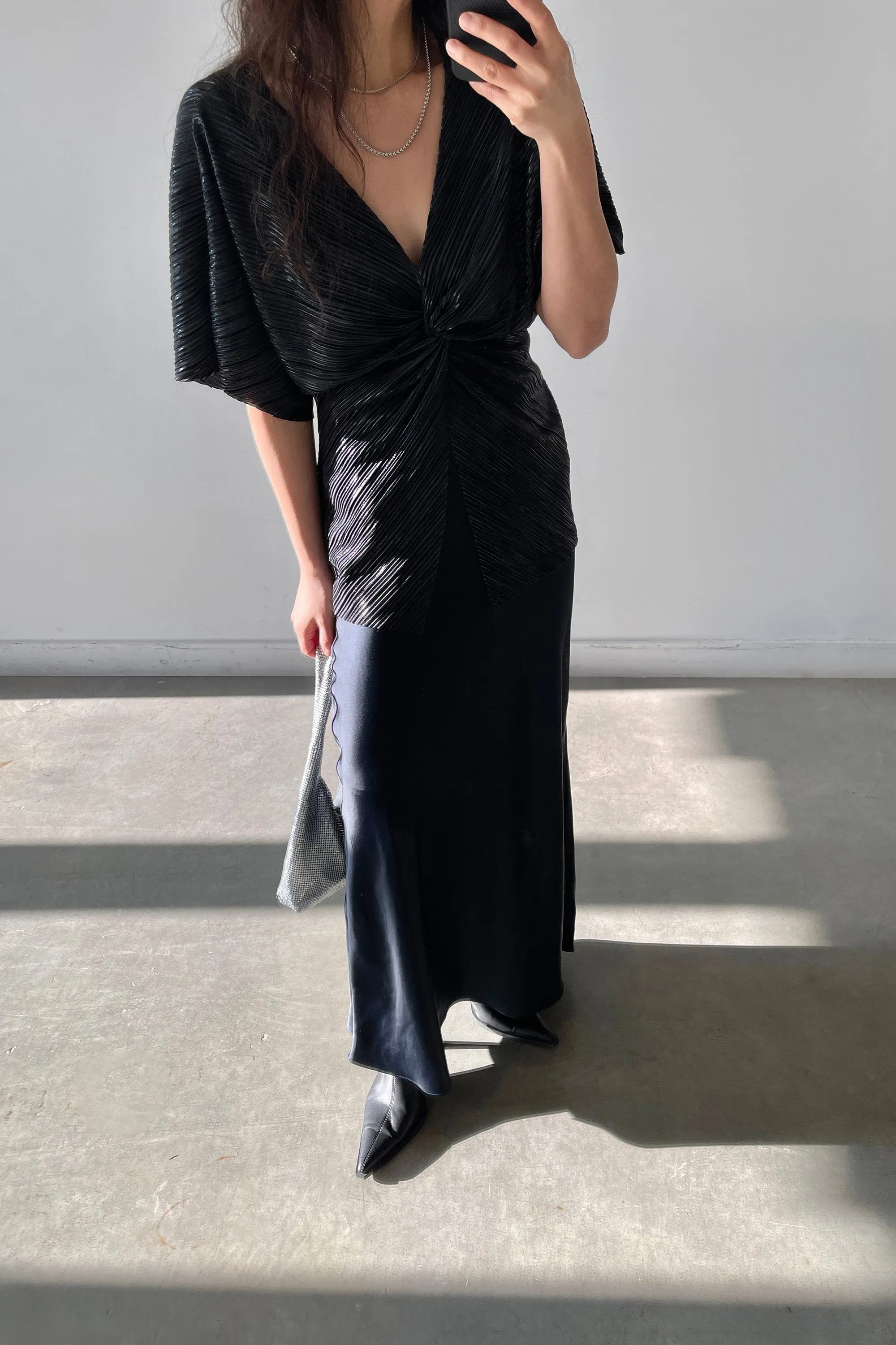 METALLIC PLEATED GATHERED FRONT TOP sold by OAK AND FORT product image thumbnail 2