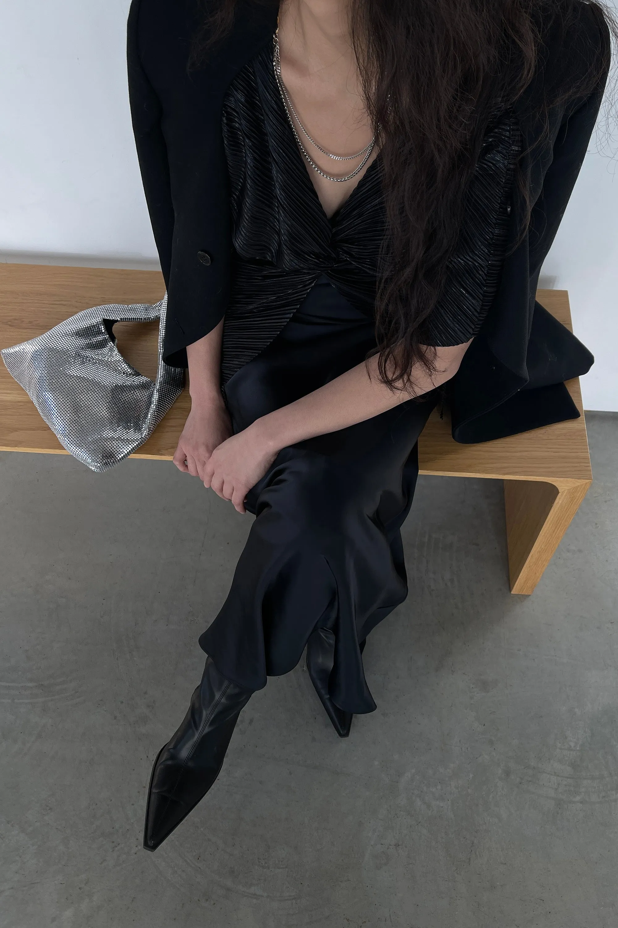 METALLIC PLEATED GATHERED FRONT TOP sold by OAK AND FORT product image thumbnail 4