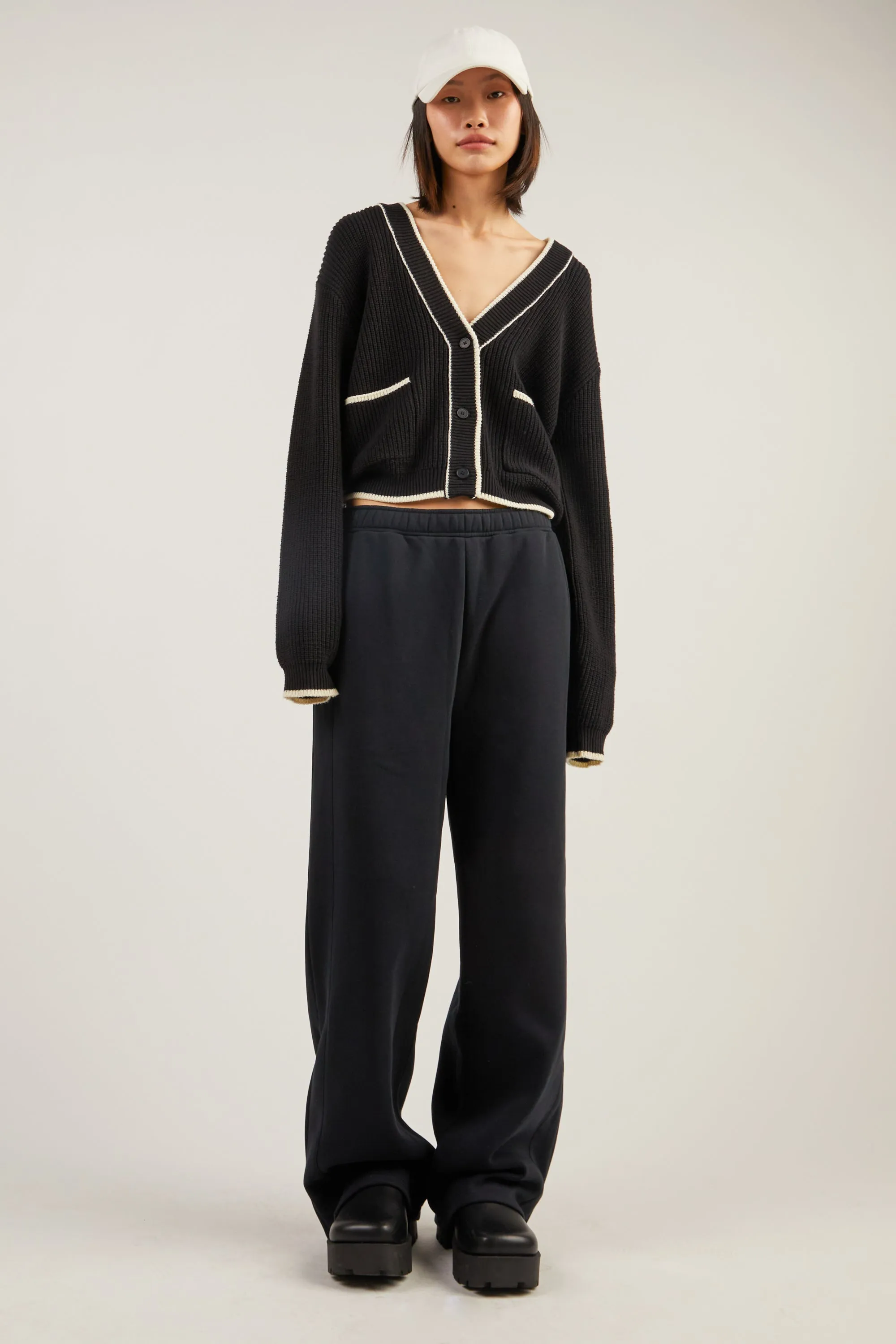 CONTRAST TRIM VARSITY CARDIGAN sold by OAK AND FORT product image thumbnail 3