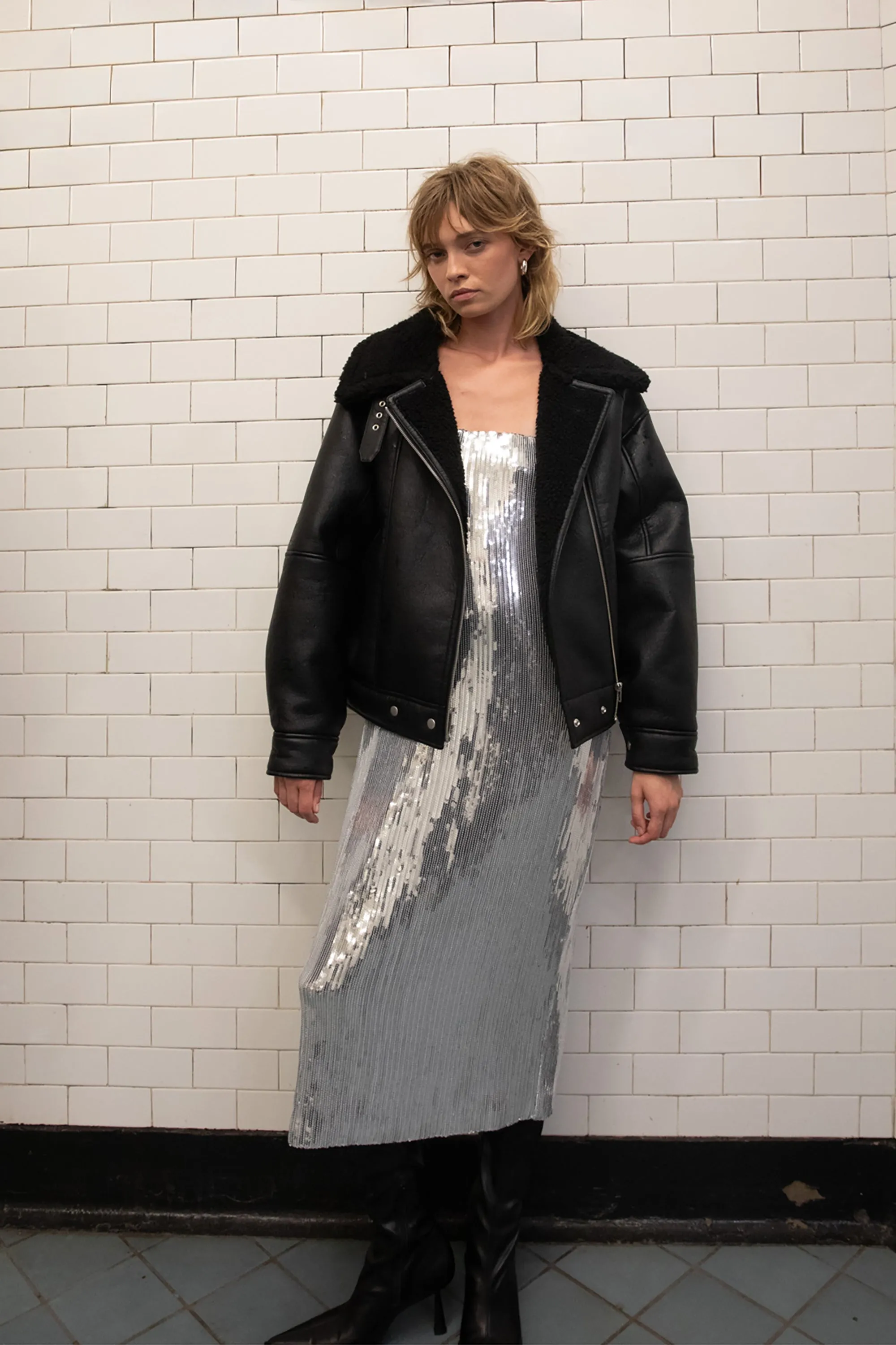 SEQUIN TUBE MIDI DRESS sold by OAK AND FORT product image thumbnail 5