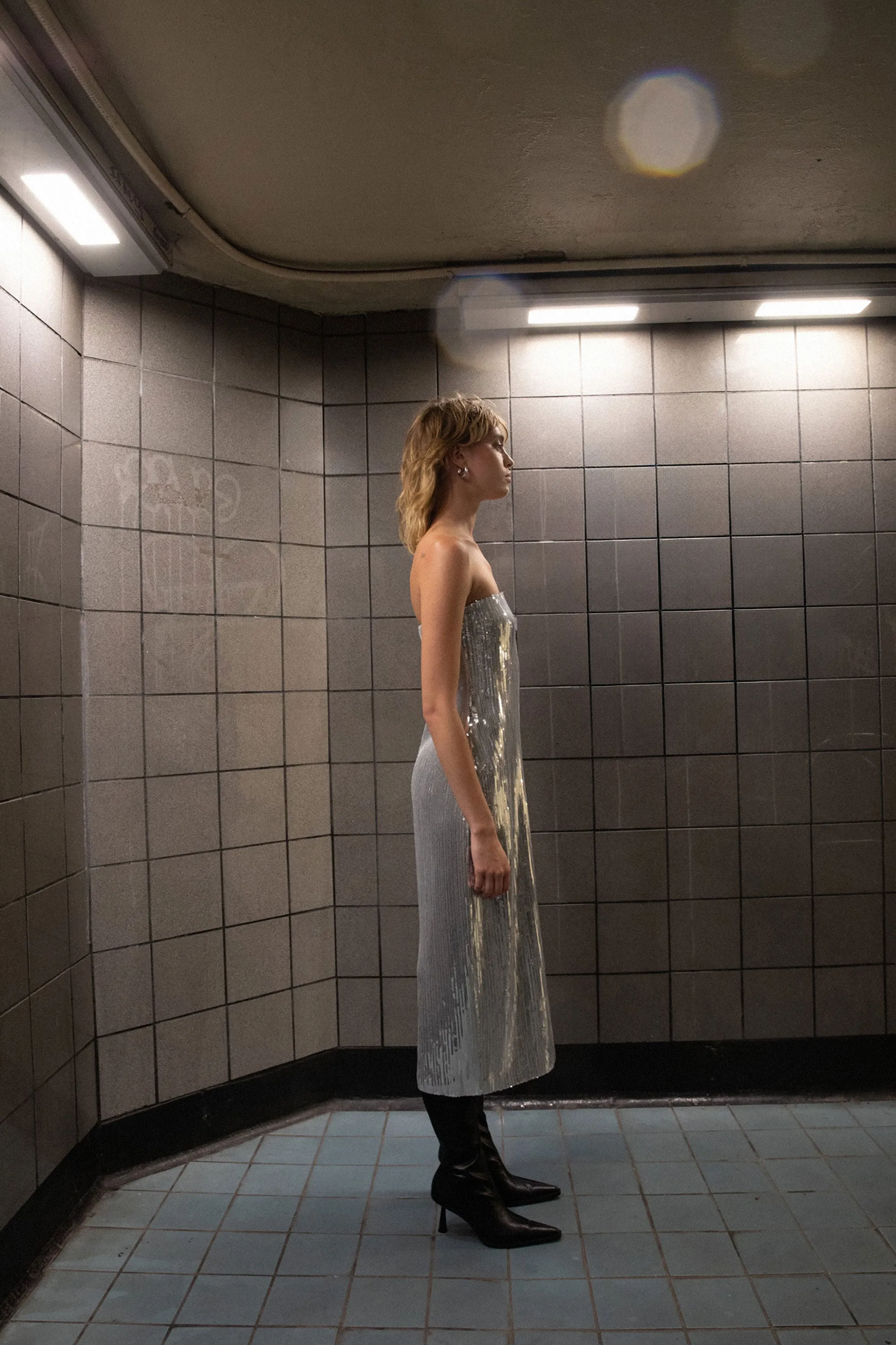 SEQUIN TUBE MIDI DRESS sold by OAK AND FORT product image thumbnail 4