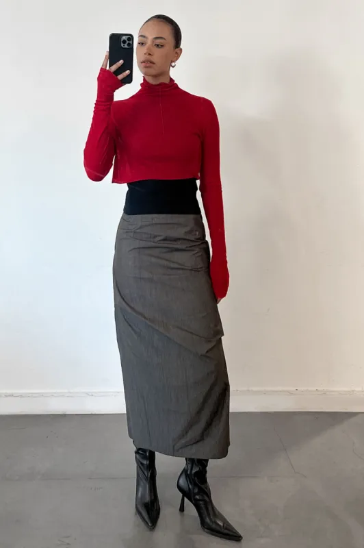 MIDI NYLON PENCIL SKIRT sold by OAK AND FORT
