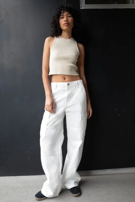 MID-RISE ECRU CARGO JEAN sold by OAK AND FORT