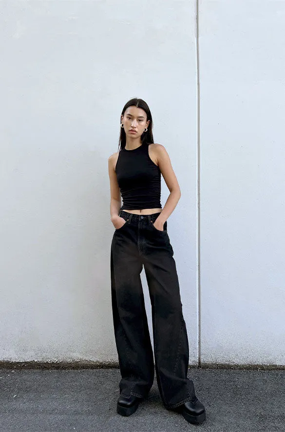 OAK 23 REMIX ASYMMETRICAL HEM HIGH-RISE JEAN sold by OAK AND FORT