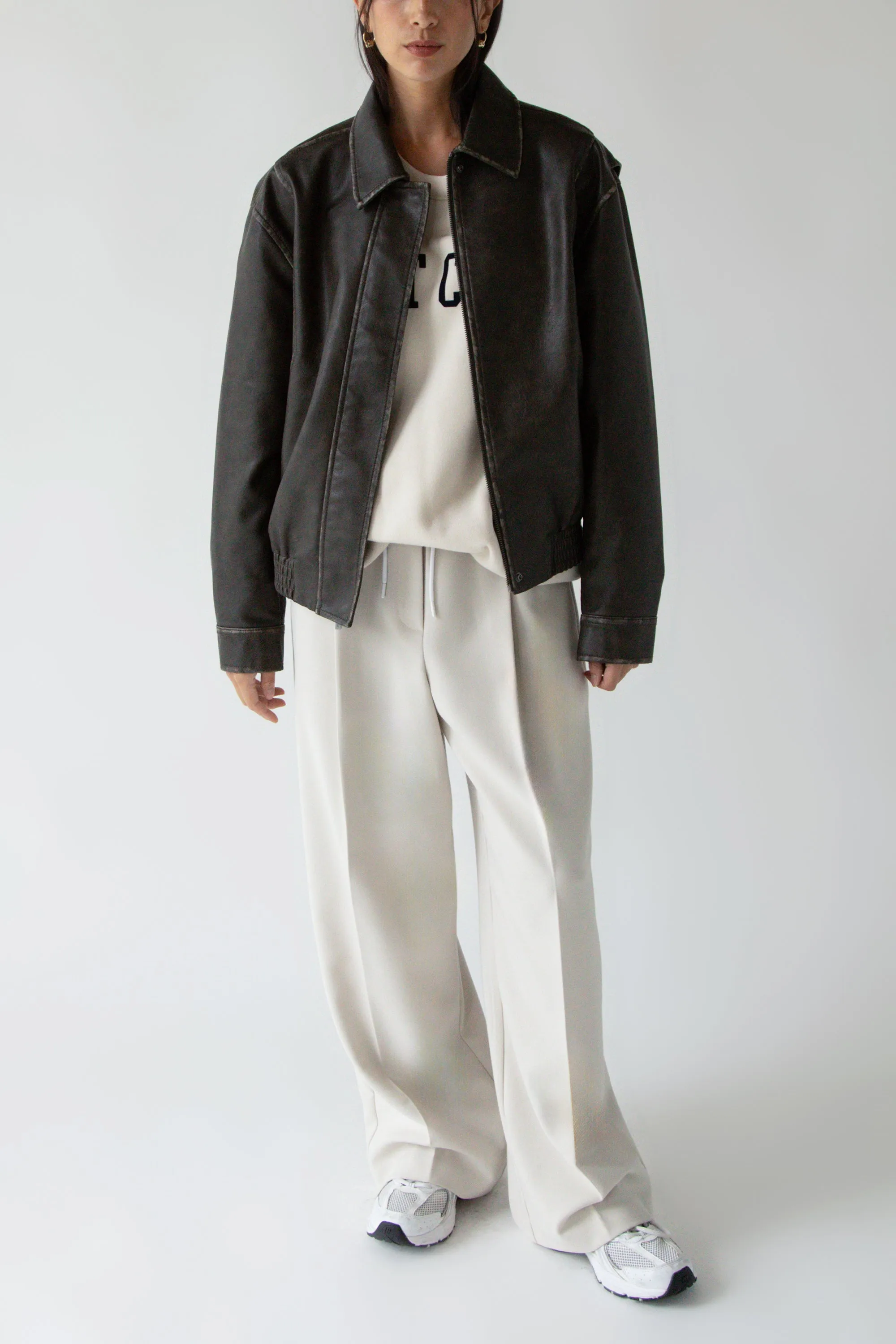 VINTAGE INSPIRED VEGAN LEATHER BOMBER JACKET sold by OAK AND FORT product image thumbnail 3