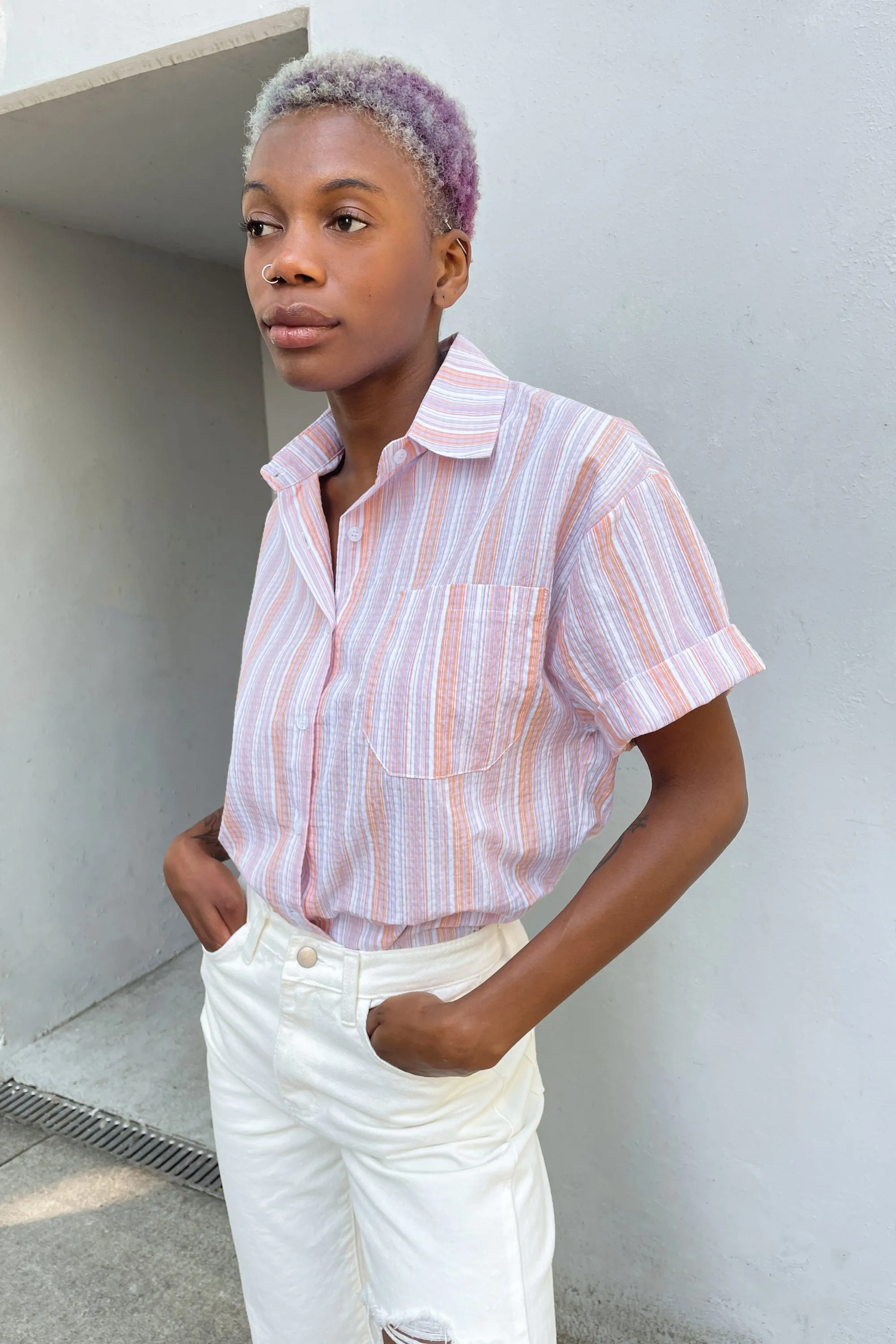 STRIPED BUTTON UP SHIRT sold by OAK AND FORT product image thumbnail 3