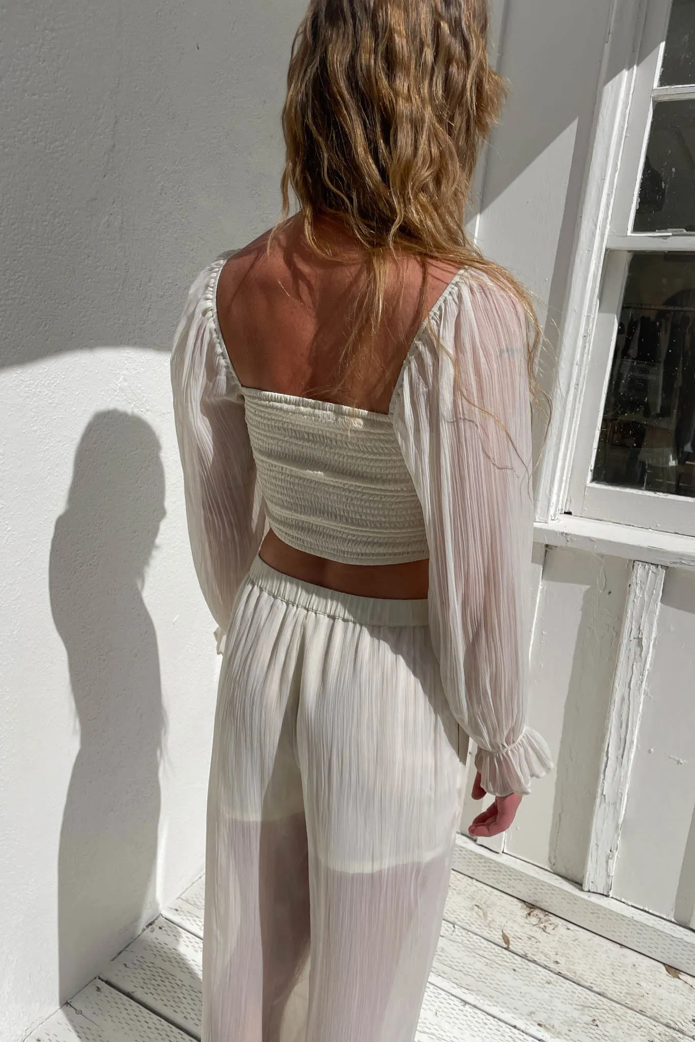 SMOCKED RUFFLE SLEEVE BLOUSE sold by OAK AND FORT product image thumbnail 4