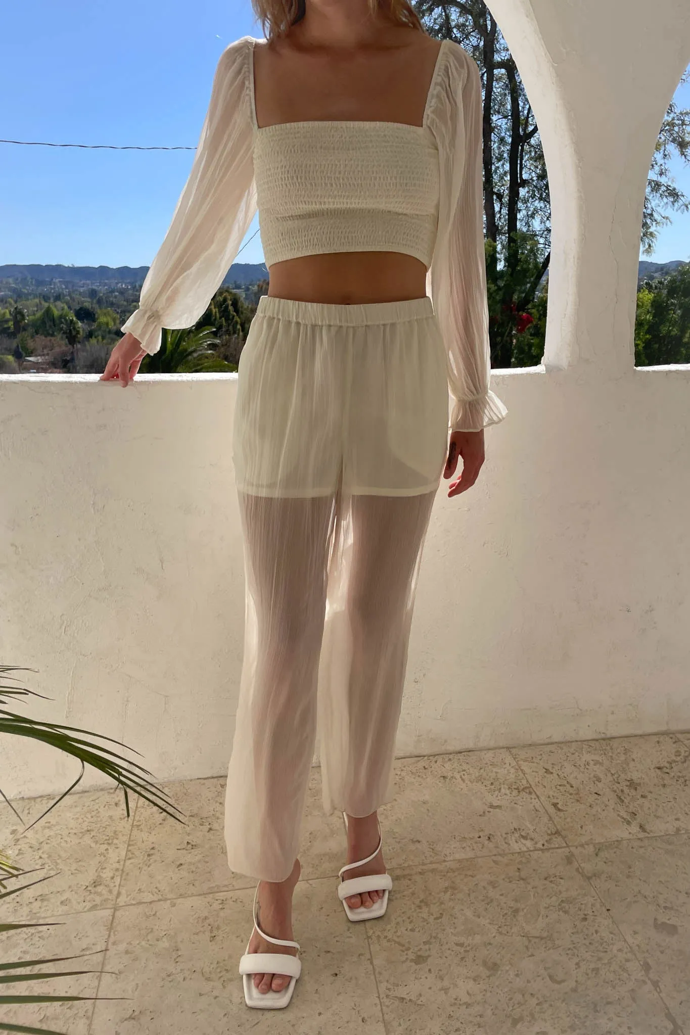 SMOCKED RUFFLE SLEEVE BLOUSE sold by OAK AND FORT product image thumbnail 3