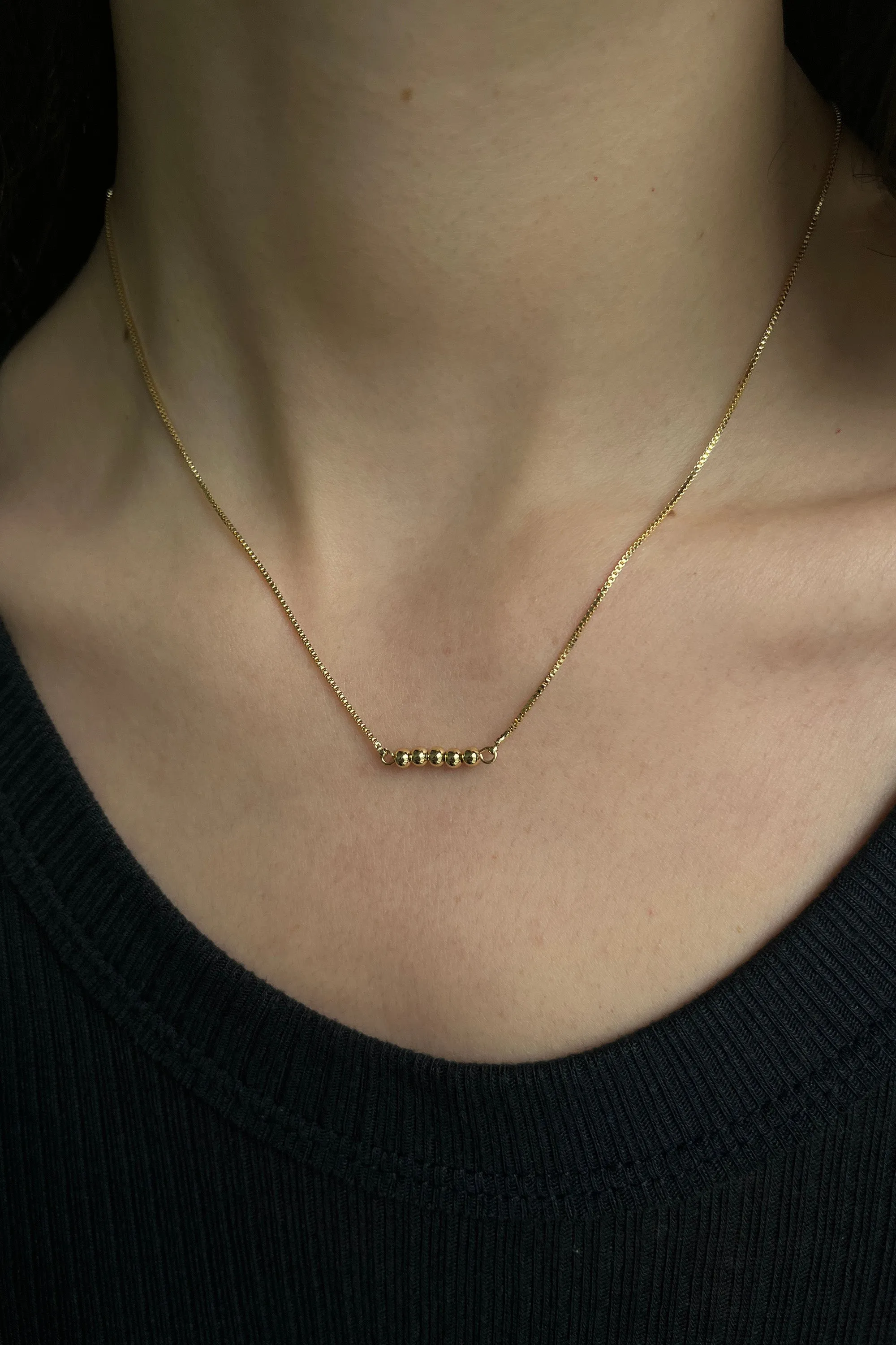 BOX CHAIN NECKLACE WITH BEAD PENDANTS sold by OAK AND FORT