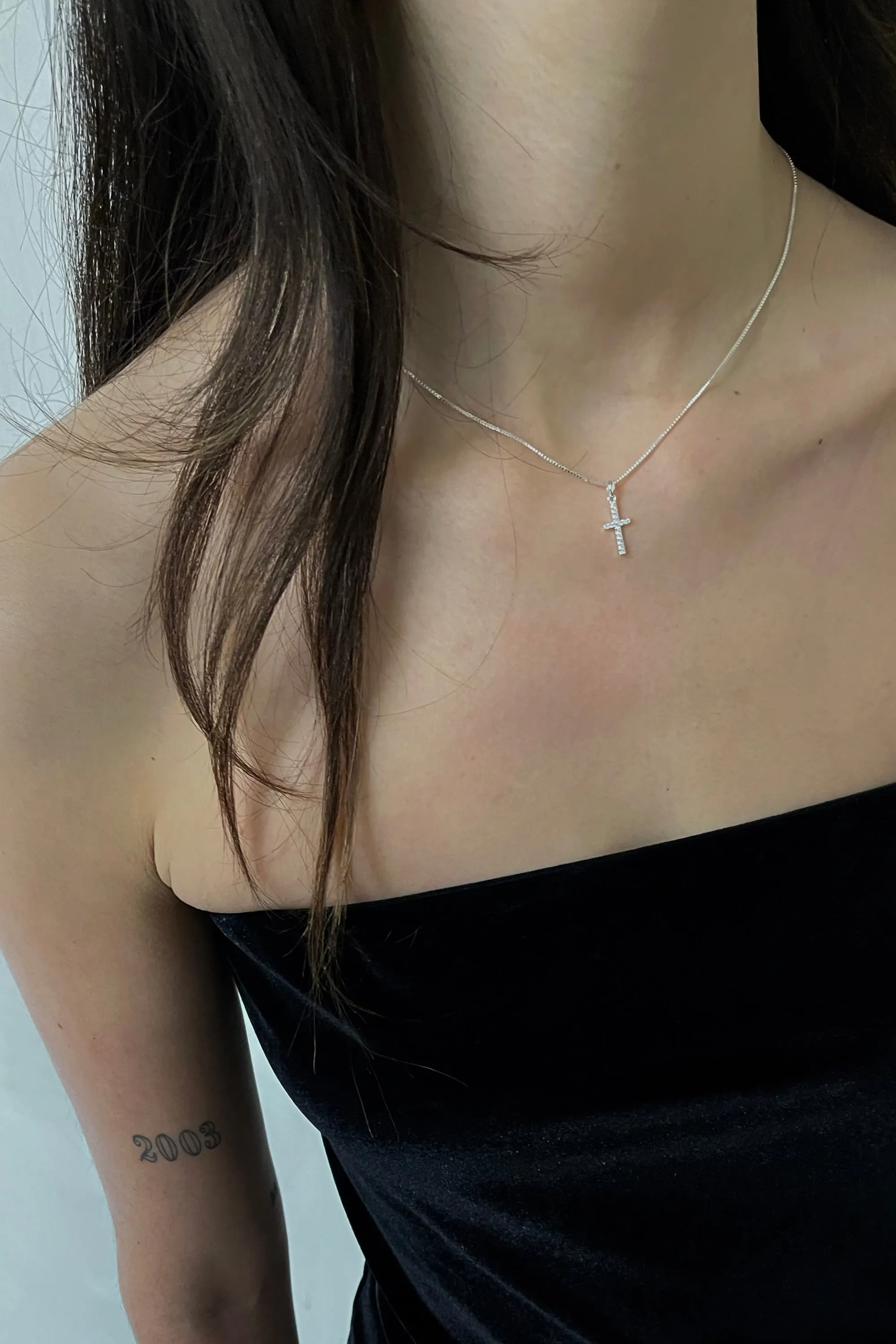 ZIRCONIA CROSS NECKLACE sold by OAK AND FORT product image thumbnail 4