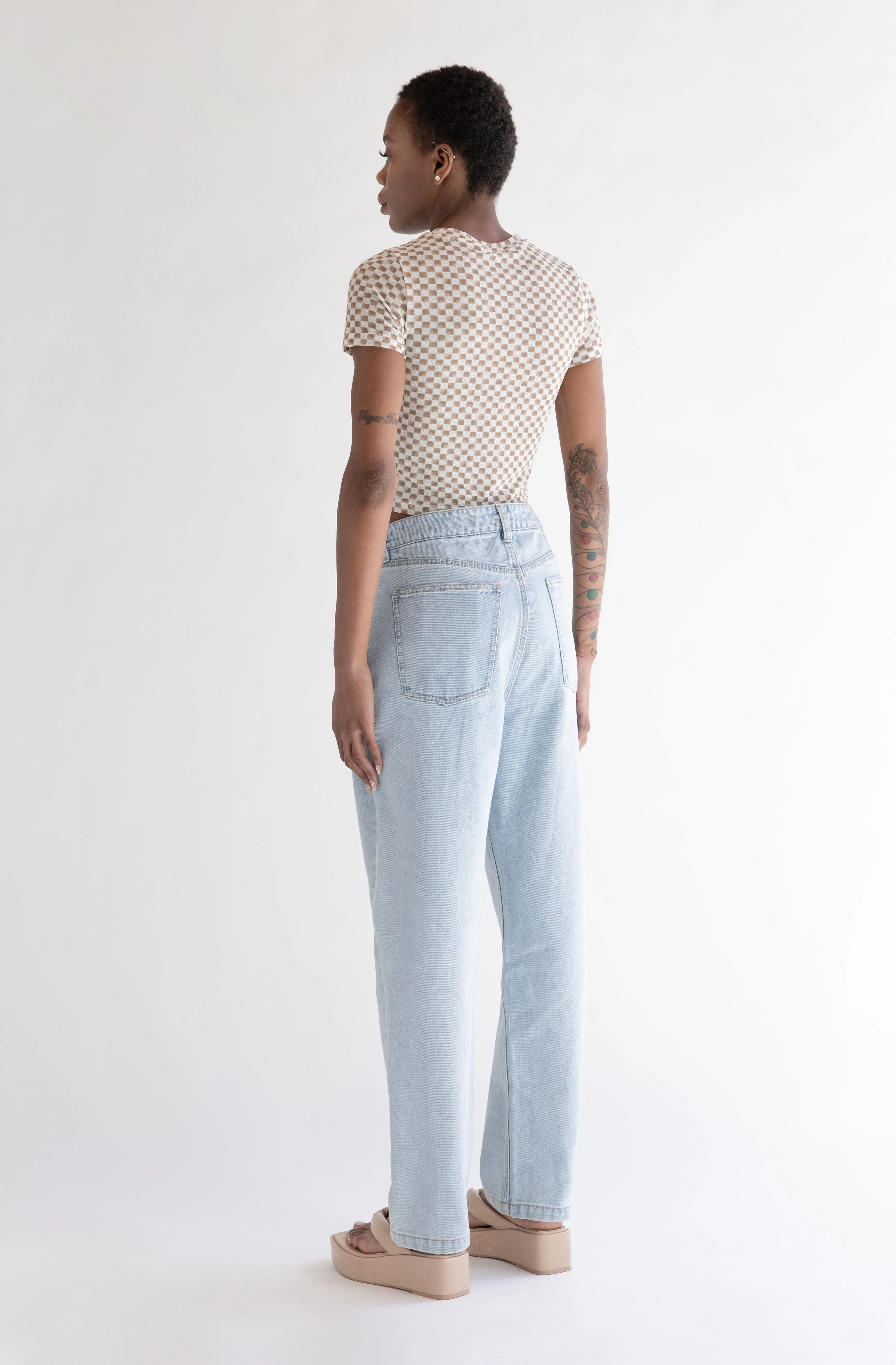 SHEER CHECKERED T-SHIRT sold by OAK AND FORT product image thumbnail 3