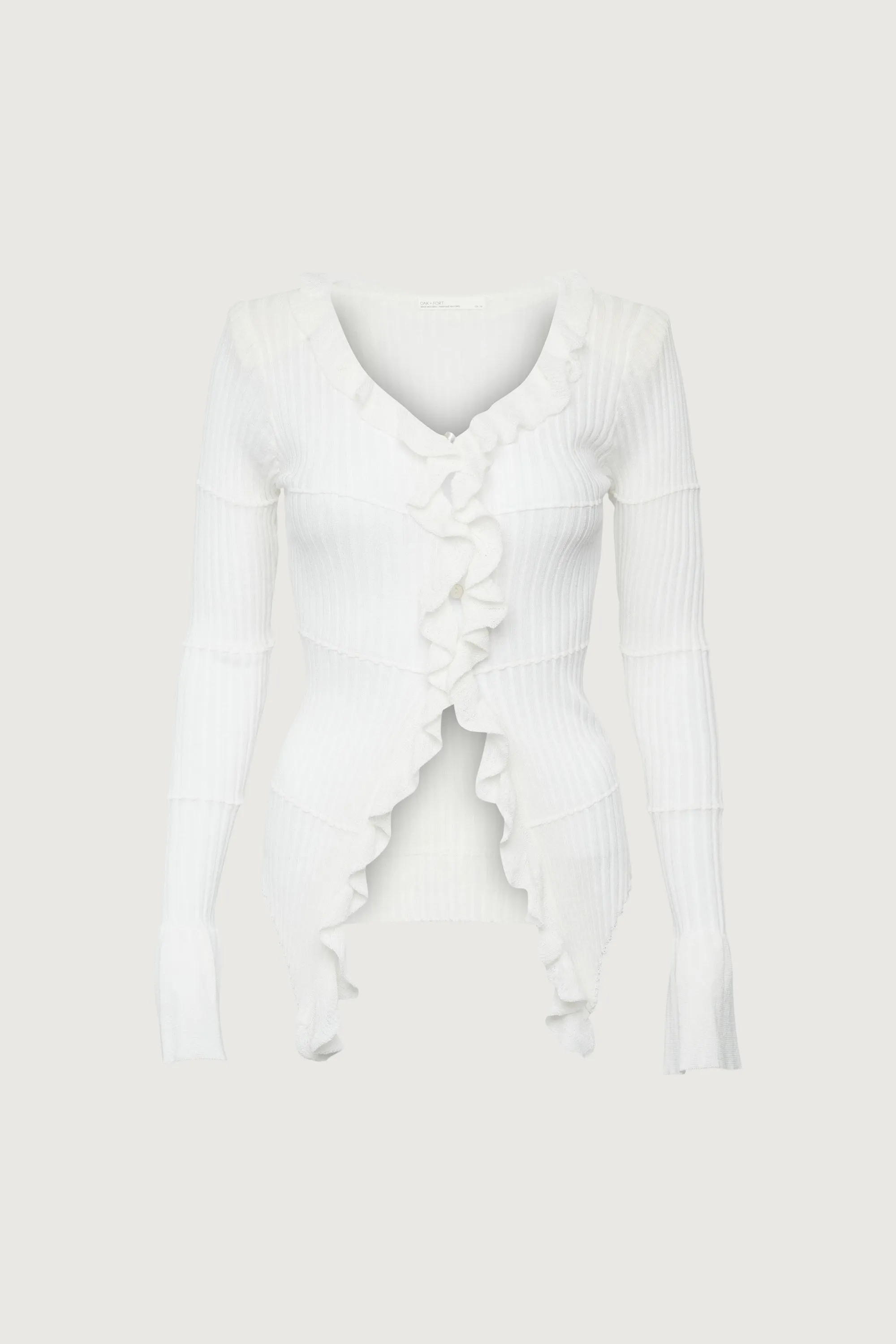 RUFFLED V-NECK LONG SLEEVE TOP sold by OAK AND FORT product image thumbnail 5