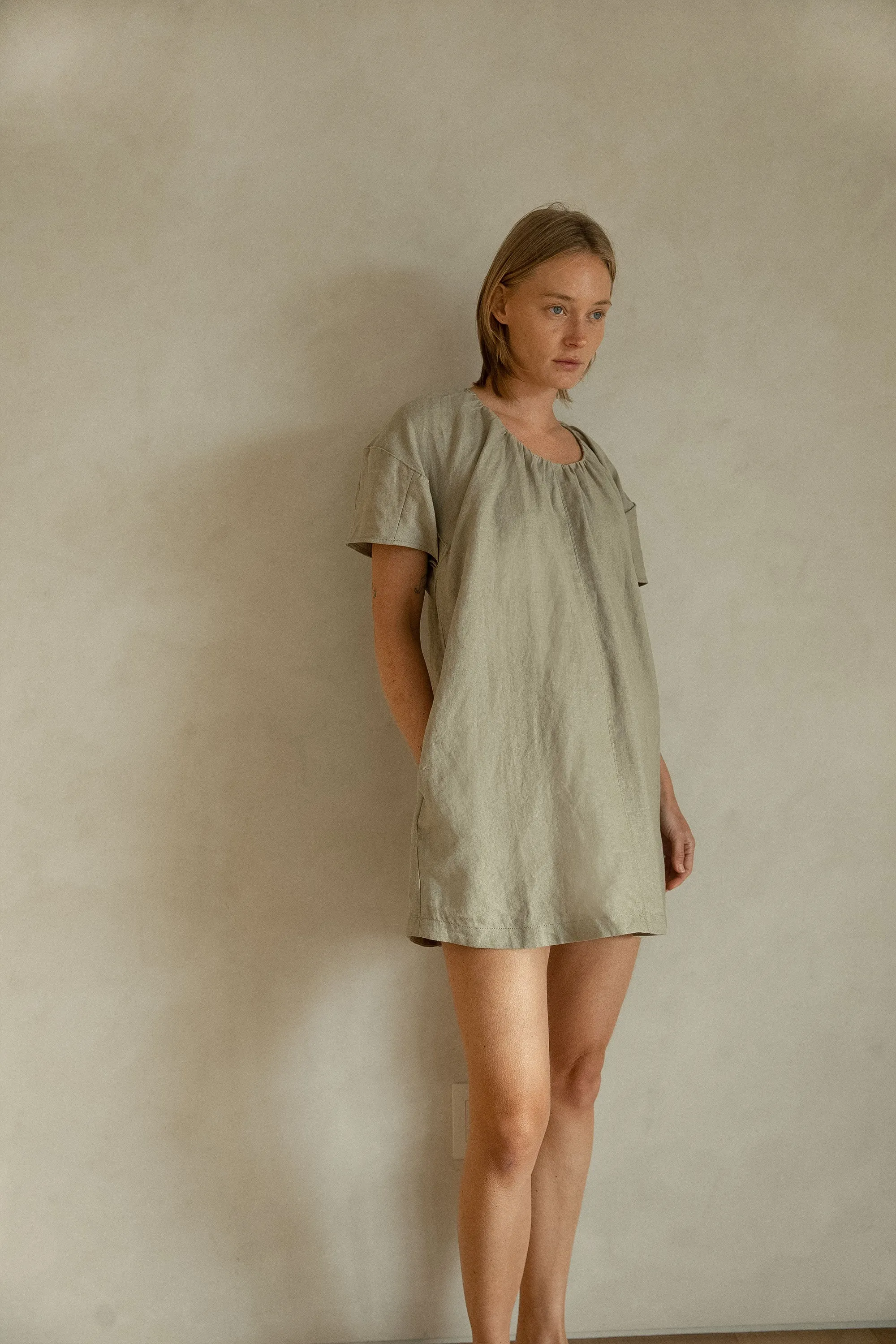 100% LINEN BOXY MINI DRESS sold by OAK AND FORT product image thumbnail 4