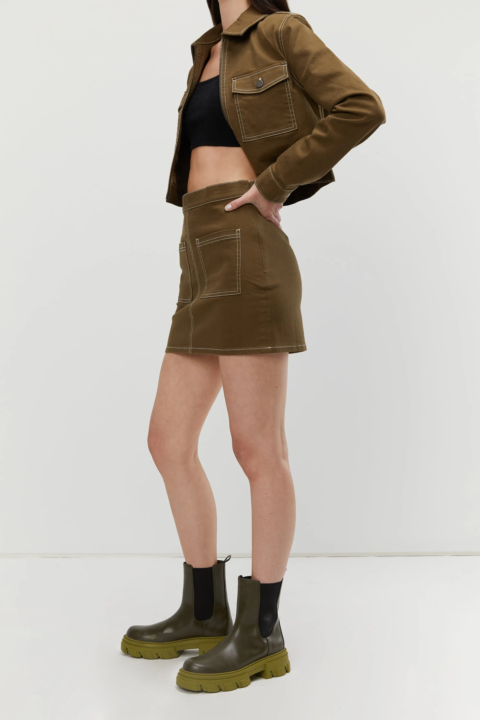 CONTRAST STITCH TWILL MINI SKIRT sold by OAK AND FORT product image thumbnail 3