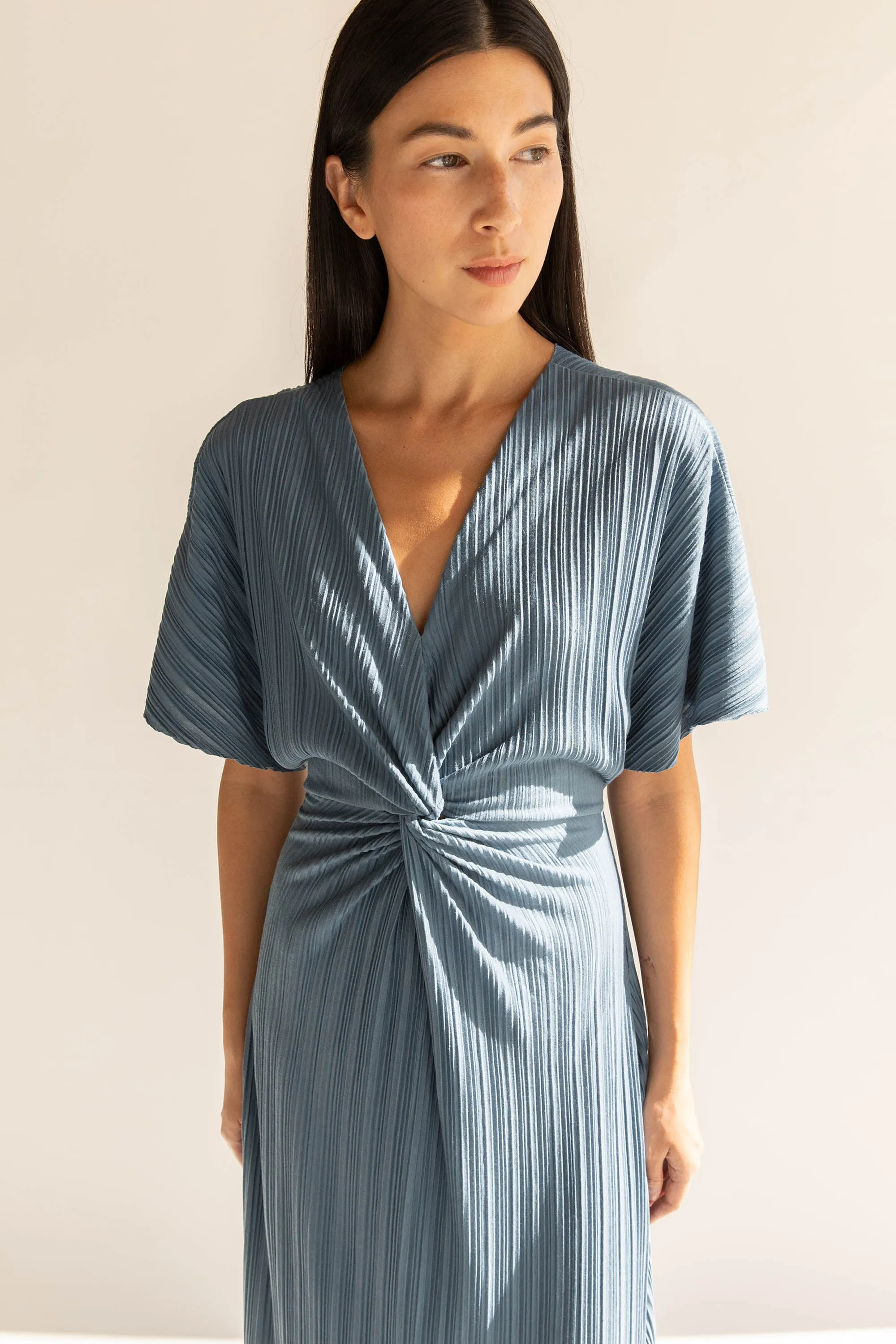 FRONT KNOT PLEATED MIDI DRESS sold by OAK AND FORT product image thumbnail 3
