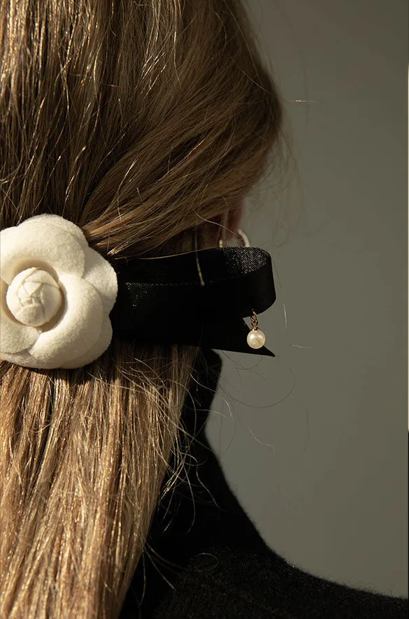 BOW HAIR CLIP WITH FLOWER sold by OAK AND FORT product image thumbnail 2