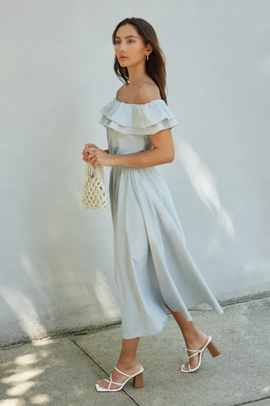 OFF SHOULDER RUFFLED DRESS sold by OAK AND FORT