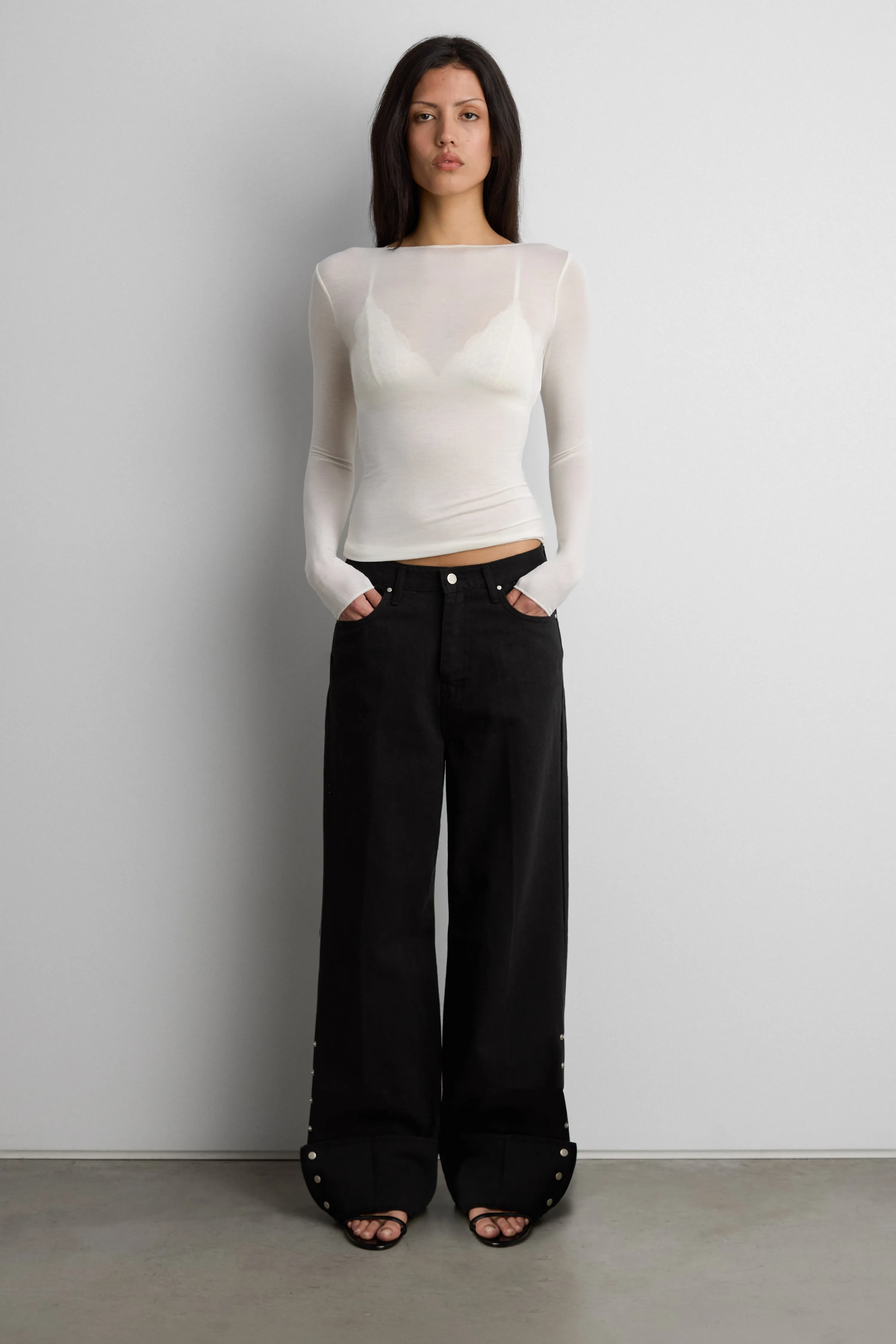 SHEER LIGHTWEIGHT BOAT NECK TOP sold by OAK AND FORT